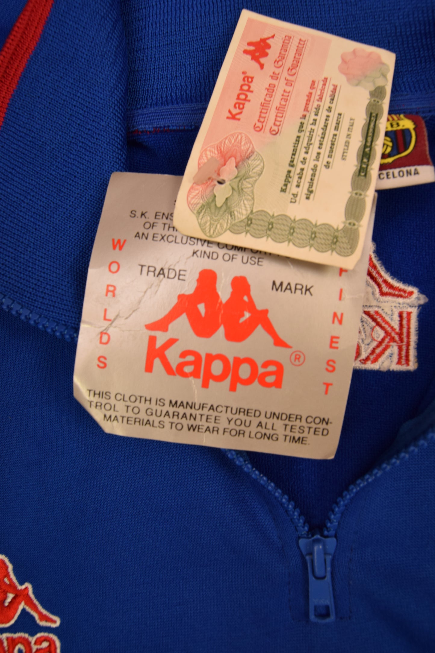 Vintage 90's NWT Barcelona FCB Barça Kappa 1992 - 1995 Sweatshirt 1/4 Zip Blue BNWT Deadstock Size L Made EEC
