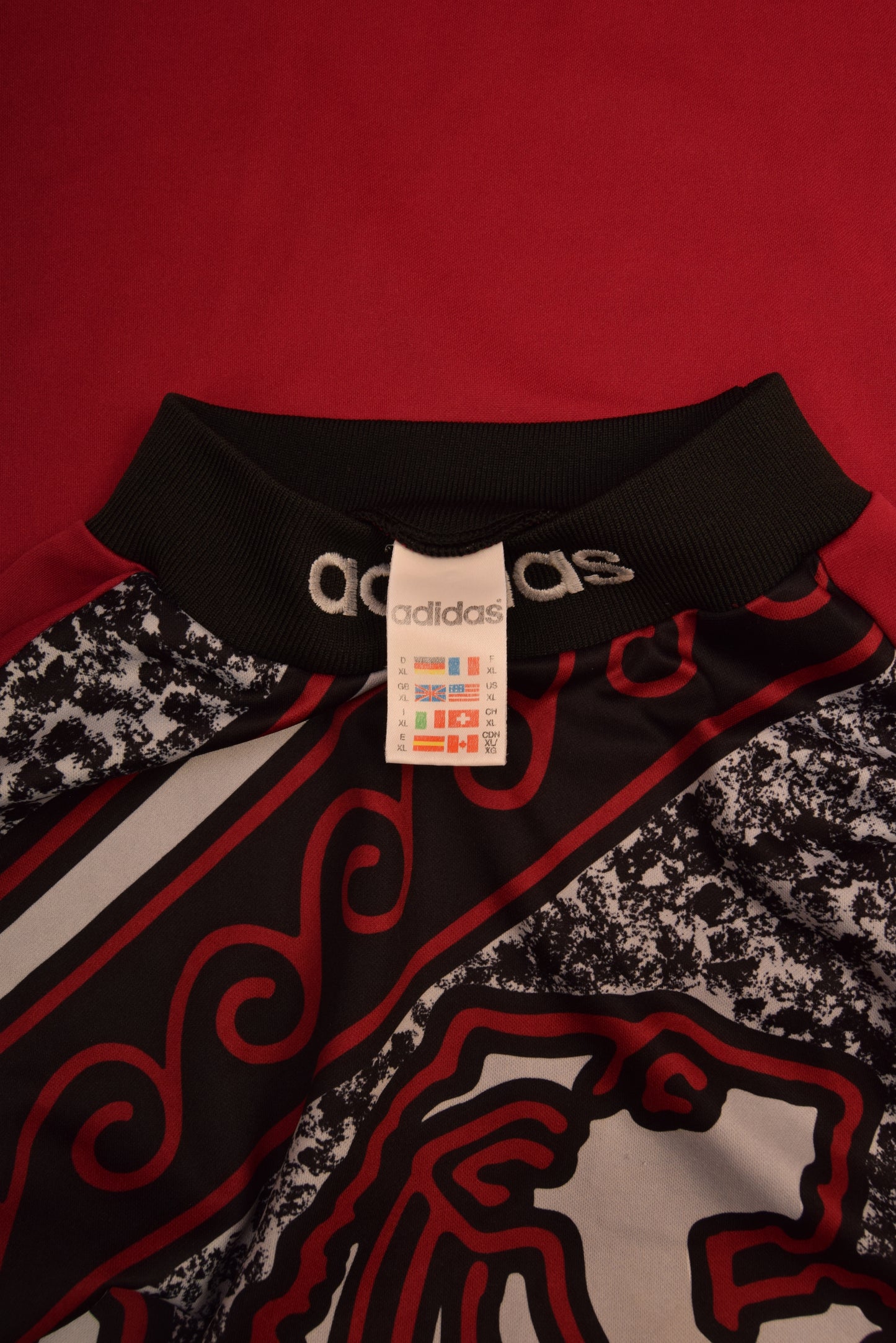 90's Adidas Etrusco Goalkeeper Football Shirt Template 1990 - 2000 Made in England Size XL Burgundy Black Grey Long Sleeve