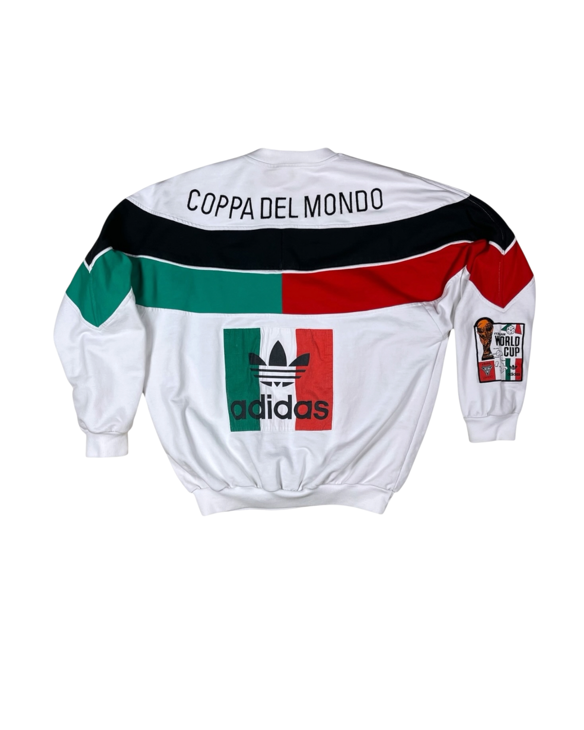🔥⚽️🇮🇹 Iconic Rare Vintage Grail 90's Adidas  Coppa Del Mondo Italia 90 World Cup 1990 Sweatshirt Crewneck Beckenbauer Rummenigge White Green Red Black