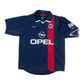 Grail Y2K Vintage PSG Paris Saint Germain Nike Dri - Fit 2001 - 2002 Home Football Shirt Shiny Opel Blue Red Size L Made in UK