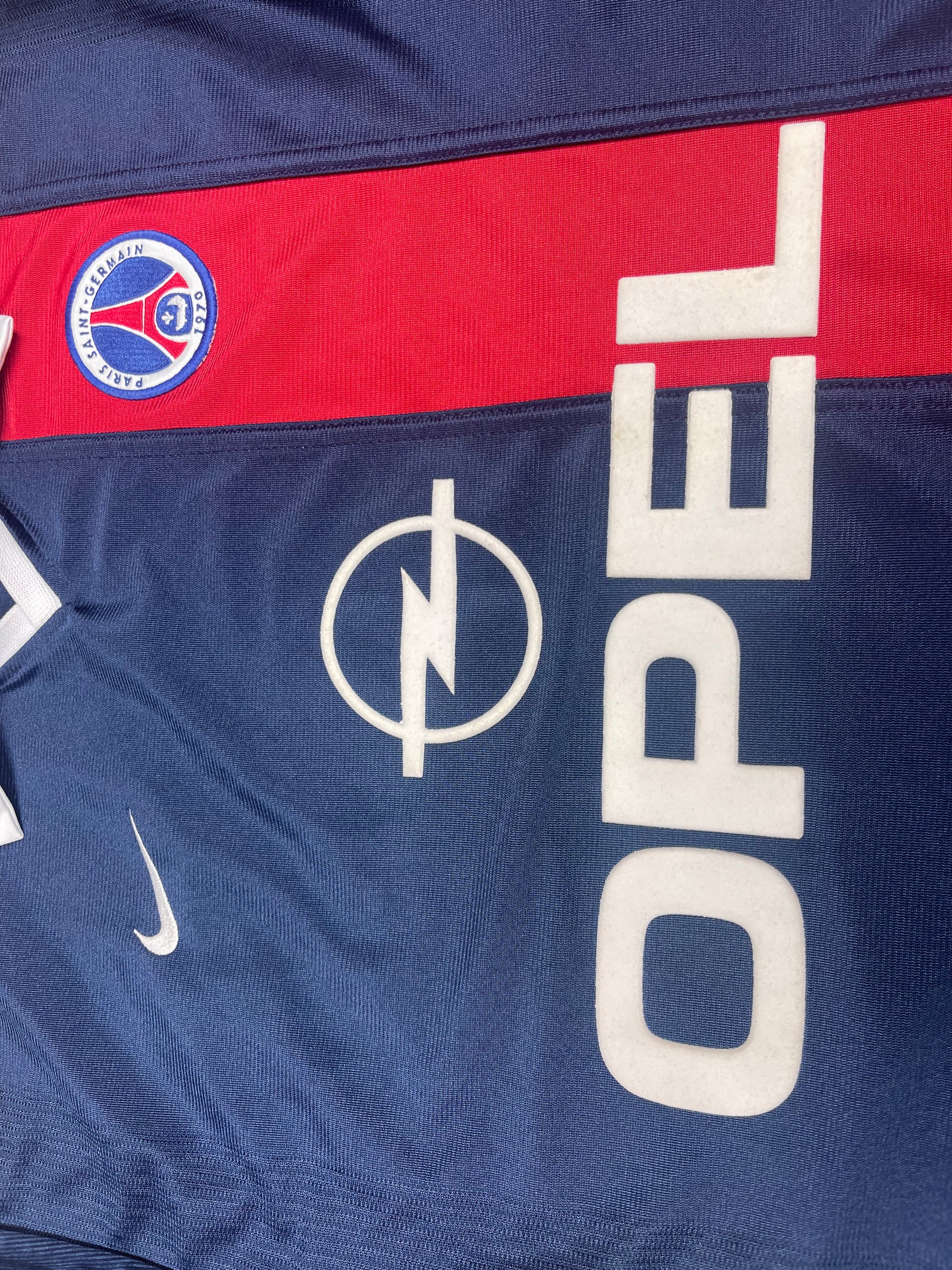 Grail Y2K Vintage PSG Paris Saint Germain Nike Dri - Fit 2001 - 2002 Home Football Shirt Shiny Opel Blue Red Size L Made in UK