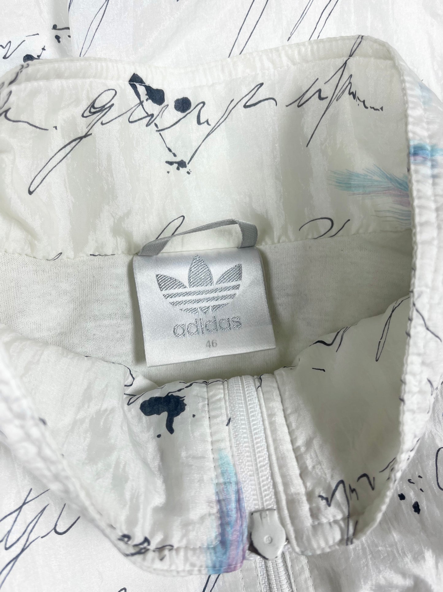 Vintage Adidas Boxy Jacket / Shell White with Detachable Shoulder Pads Size XL XXL Palms Written