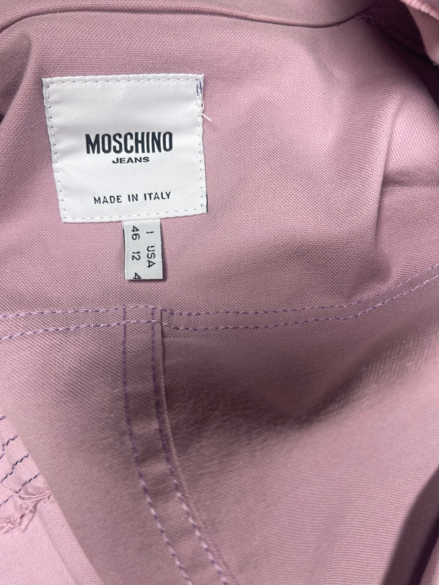 Vintage Moschino Jeans Coat Made in Italy Cotton Pink- Lilac Size M-L