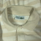 Vintage 80's 90's Lacoste Chemise Pique Fleur de Coton Made in France Striped Polo Collared Polo Sweatshirt Half Button Beige Cotton Size Boxy S-M-L