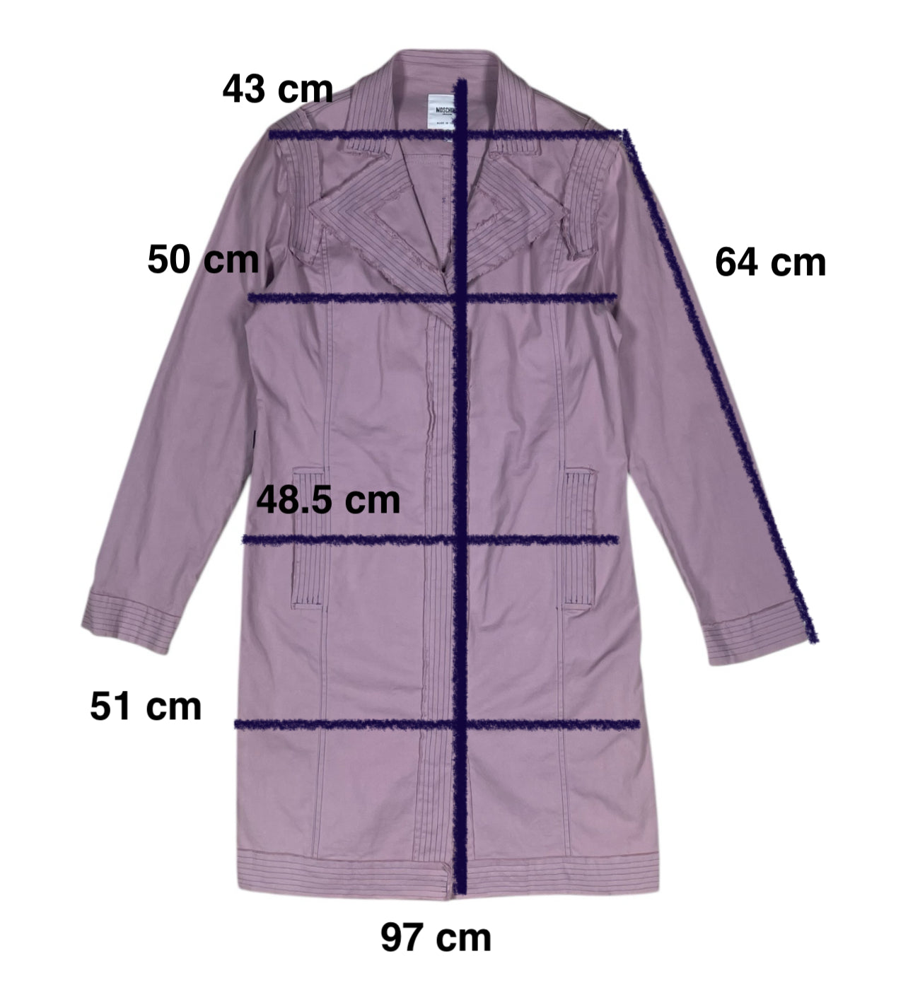 Vintage Moschino Jeans Coat Made in Italy Cotton Pink- Lilac Size M-L