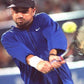 Vintage Nike Andre Agassi US Open 1996 Tennis Shirt 90's Size L Dri F.I.T. Blue