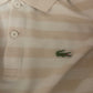 Vintage 80's 90's Lacoste Chemise Pique Fleur de Coton Made in France Striped Polo Collared Polo Sweatshirt Half Button Beige Cotton Size Boxy S-M-L