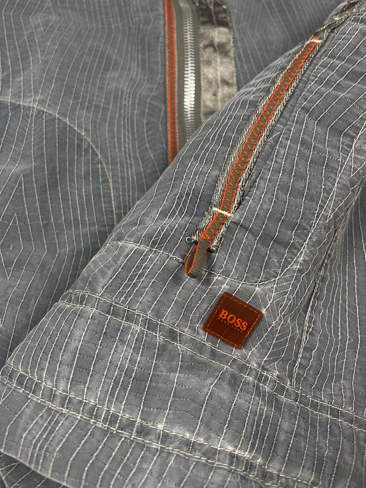 Y2K Hugo Boss BOSS Onissa  - W Technical Jacket Biker Aesthetic Orange Label Size L Size 50 Nylon Techwear Gorpcore Avant-Garde Minimal Techwear Lightweight Jacket Vintage Designer Archive Smoke Blue Dusty Blue