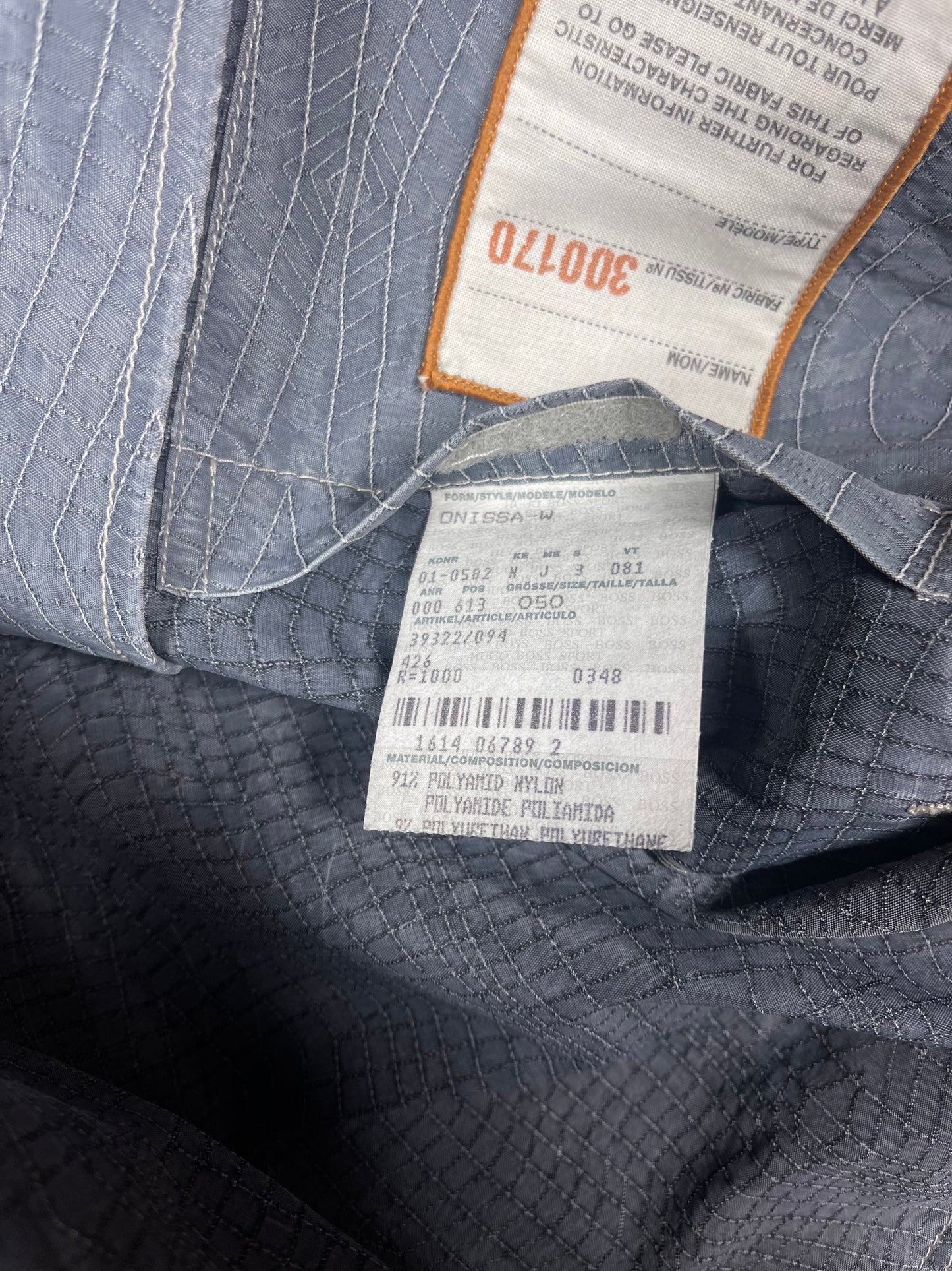 Y2K Hugo Boss BOSS Onissa  - W Technical Jacket Biker Aesthetic Orange Label Size L Size 50 Nylon Techwear Gorpcore Avant-Garde Minimal Techwear Lightweight Jacket Vintage Designer Archive Smoke Blue Dusty Blue