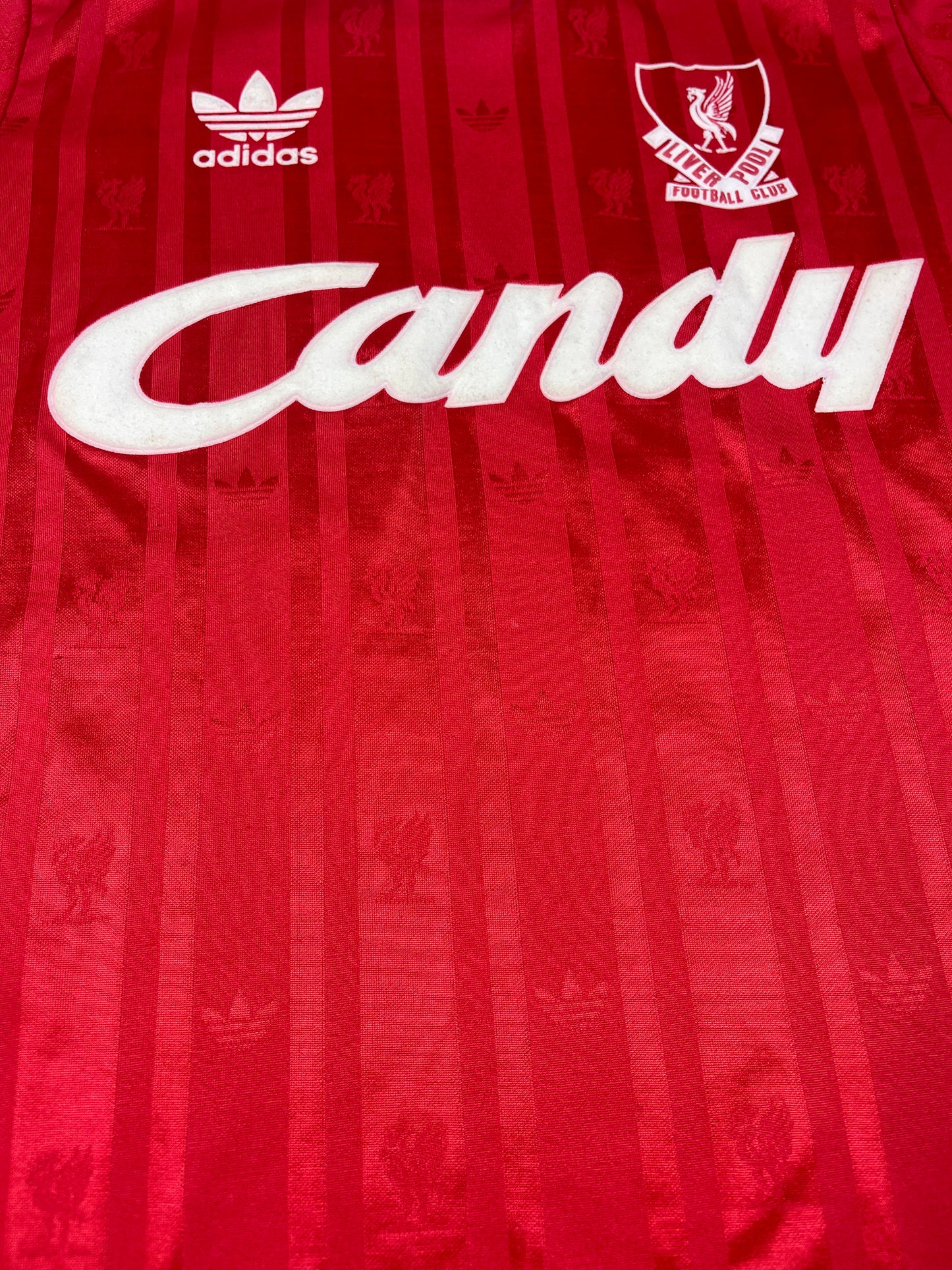 Vintage Liverpool Adidas Home Football Shirt 1988 - 1989 Soccer Jersey Candy Red Made in UK Size Slim Fit S