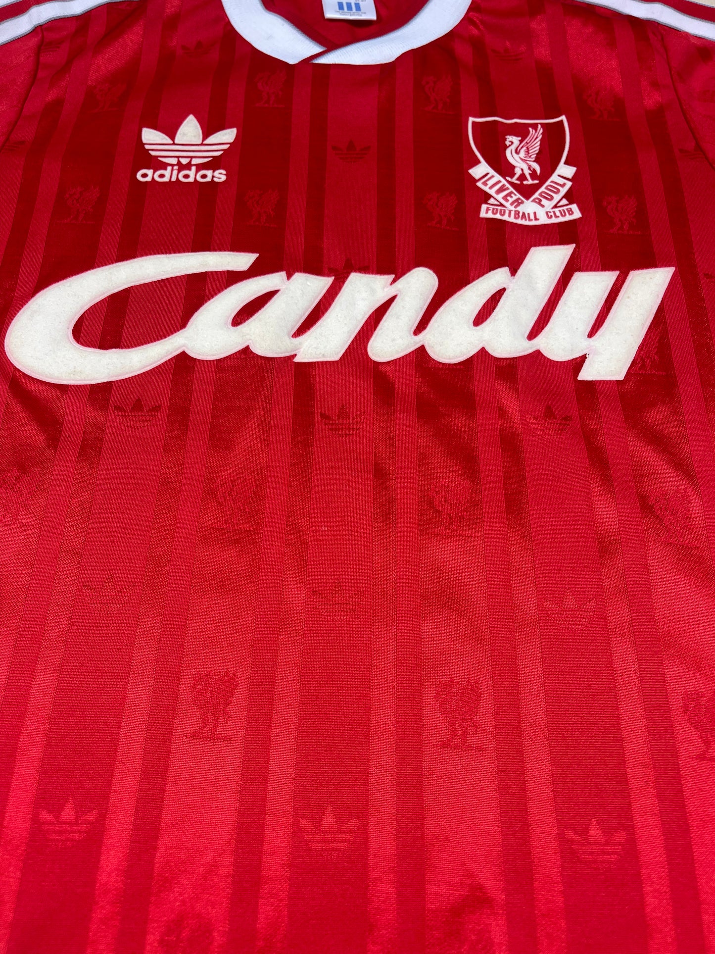 Vintage Liverpool Adidas Home Football Shirt 1988 - 1989 Soccer Jersey Candy Red Made in UK Size Slim Fit S