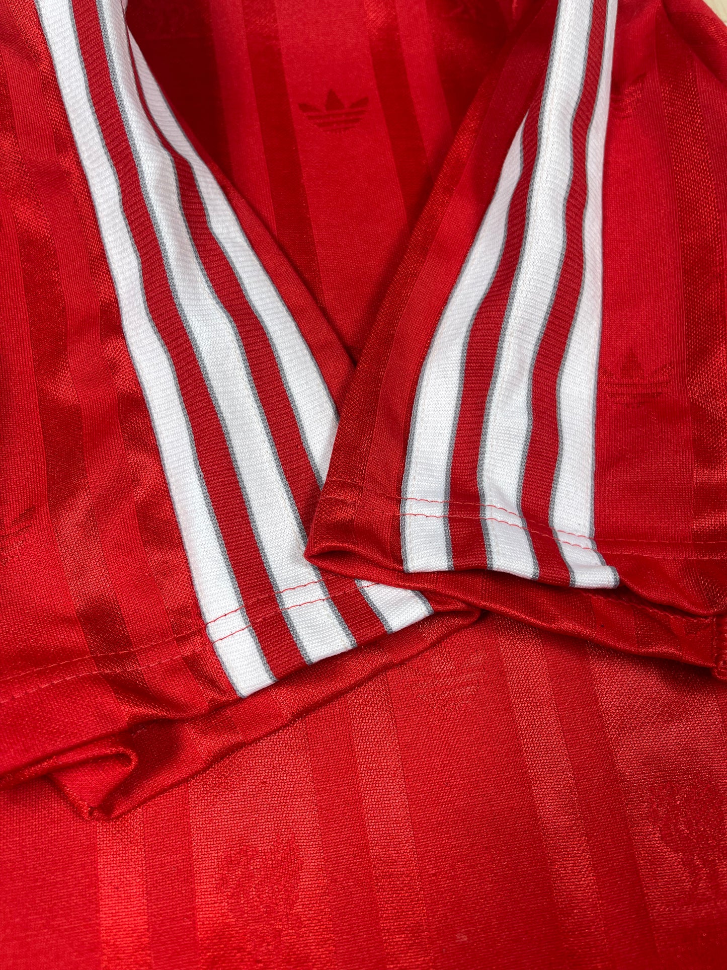 Vintage Liverpool Adidas Home Football Shirt 1988 - 1989 Soccer Jersey Candy Red Made in UK Size Slim Fit S