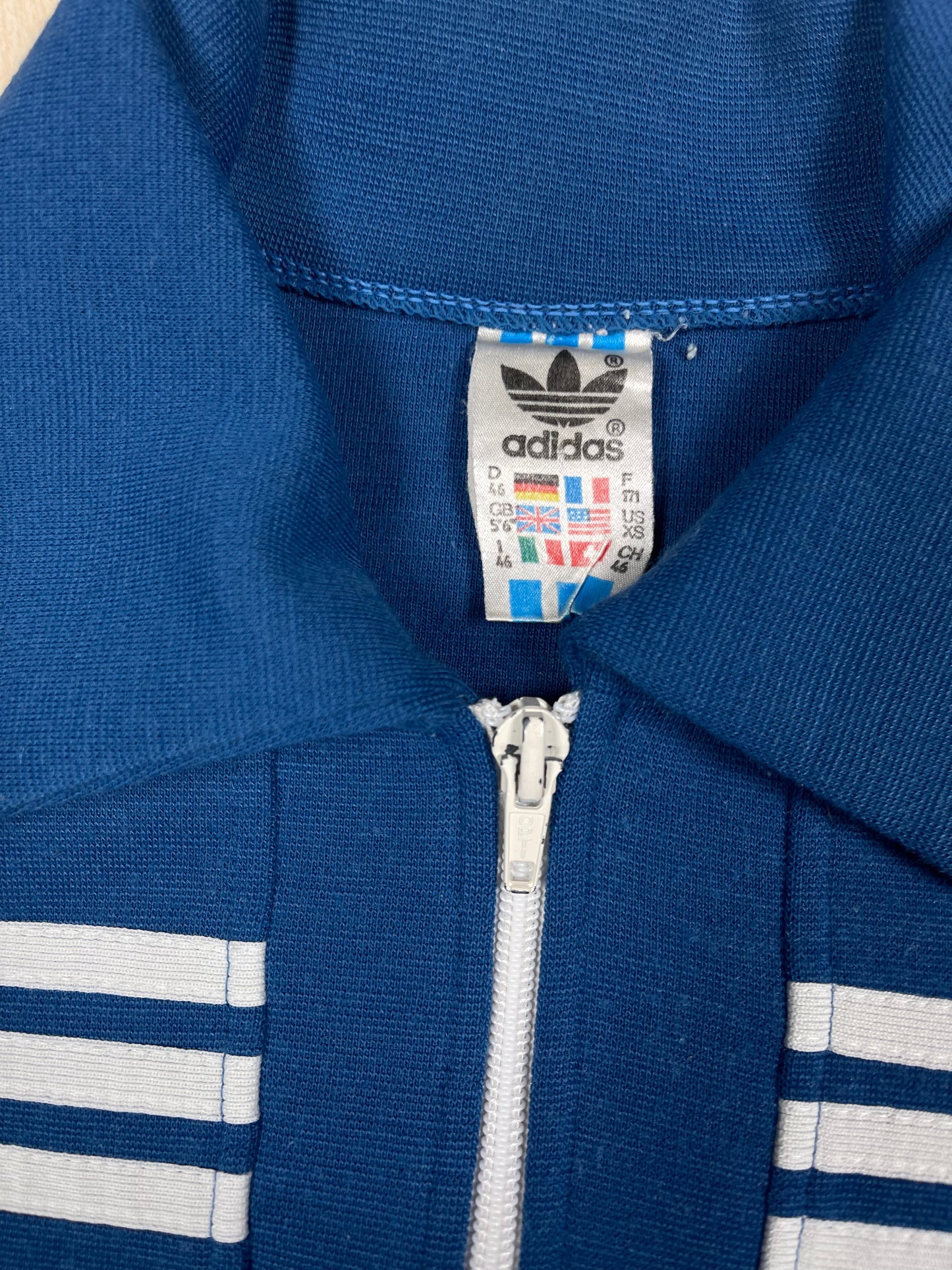💎 Rare Vintage 70's Adidas Track Top Jacket Blue Made in West Germany