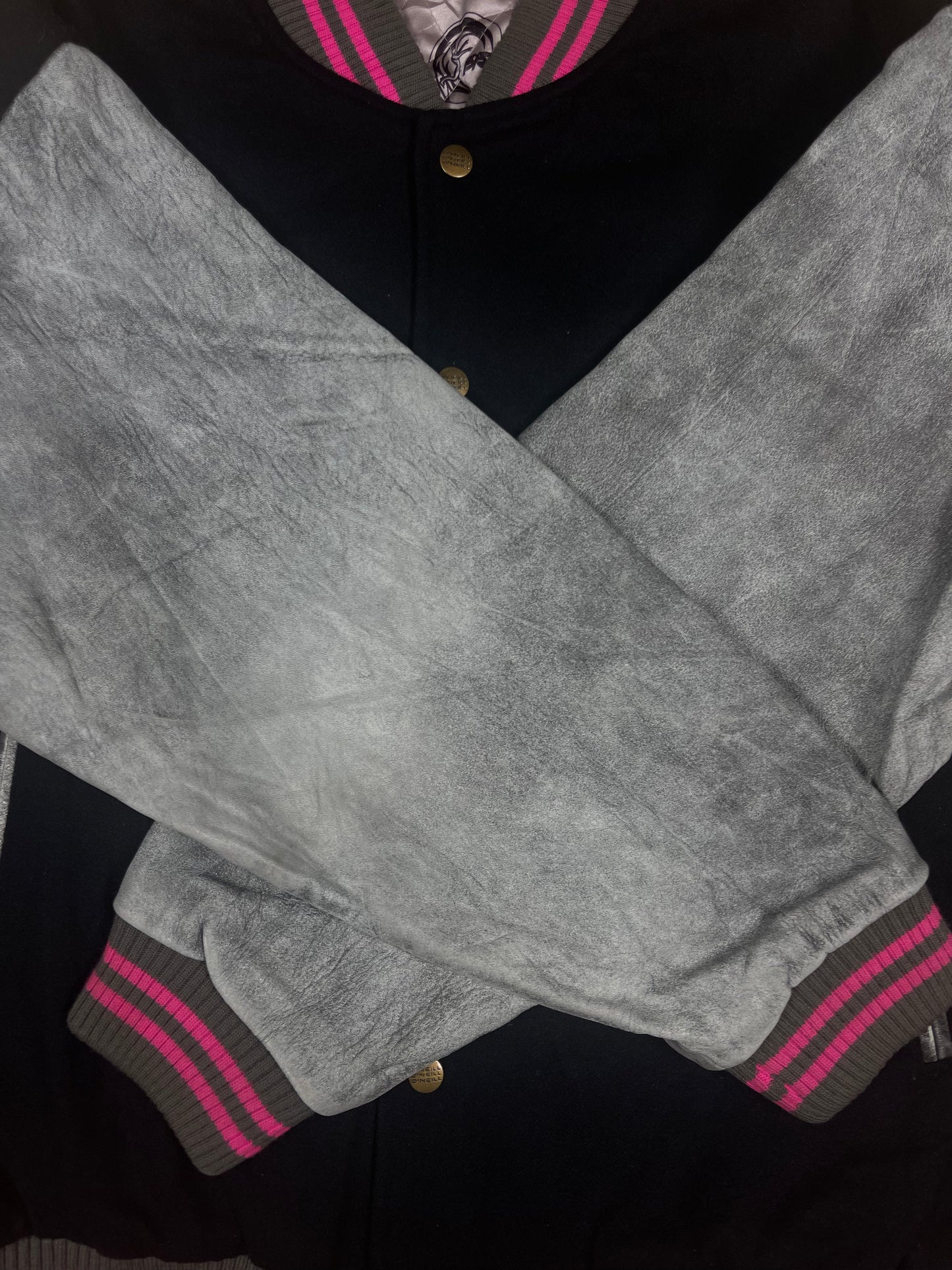 Vintage 90's O'Neill Varsity College Jacket Surf Embroidered Cow Leather Wool Size M