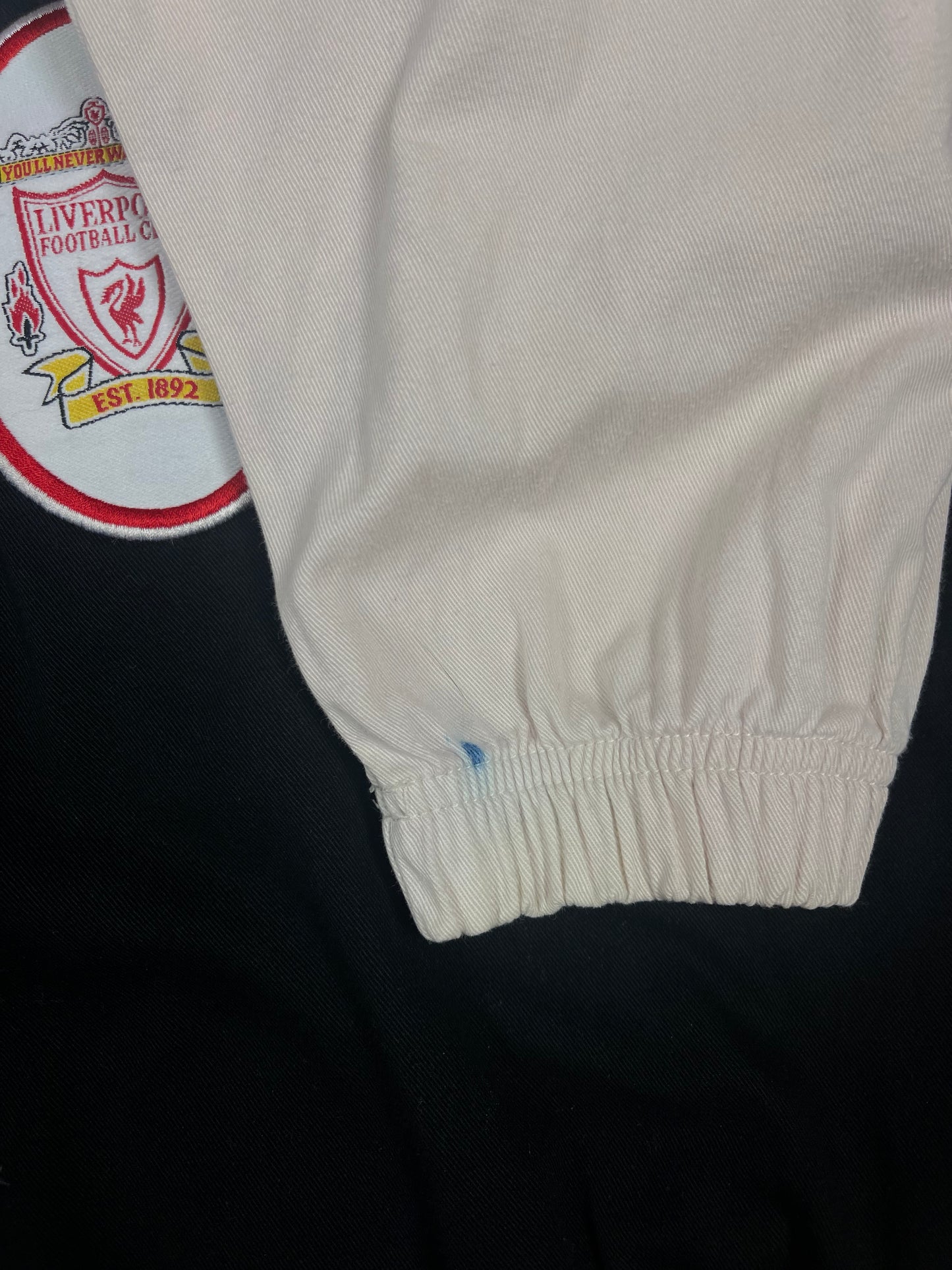 Vintage Liverpool Reebok 1996 - 1997 Drill Top Sweatshirt Beige Black Carlsberg Size M Made in Hong Kong