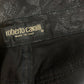 Y2K Roberto Cavalli Pants Jeans Size M Made in Italy Mid-Rise Waist Black Baroque Glitter Metallic Shimmer Cotton Elasthan