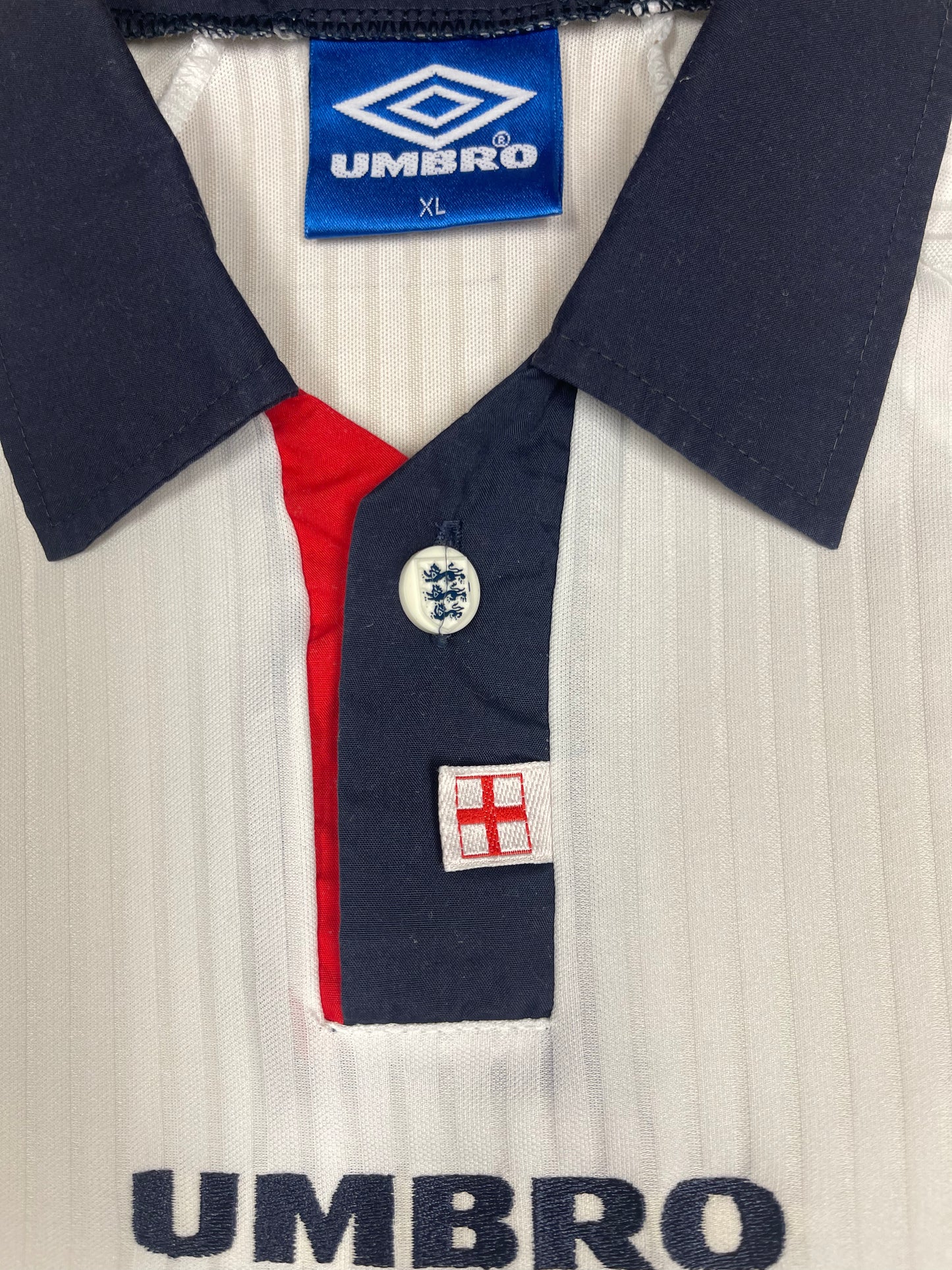 Vintage England Umbro 1998 - 1999 Home Football Shirt Size XL White