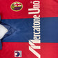 Vintage Bologna Uhlsport 1990 -1991 Home Football Shirt Size L Made in Italy Mercatone Uno Red Blue Long Sleeve