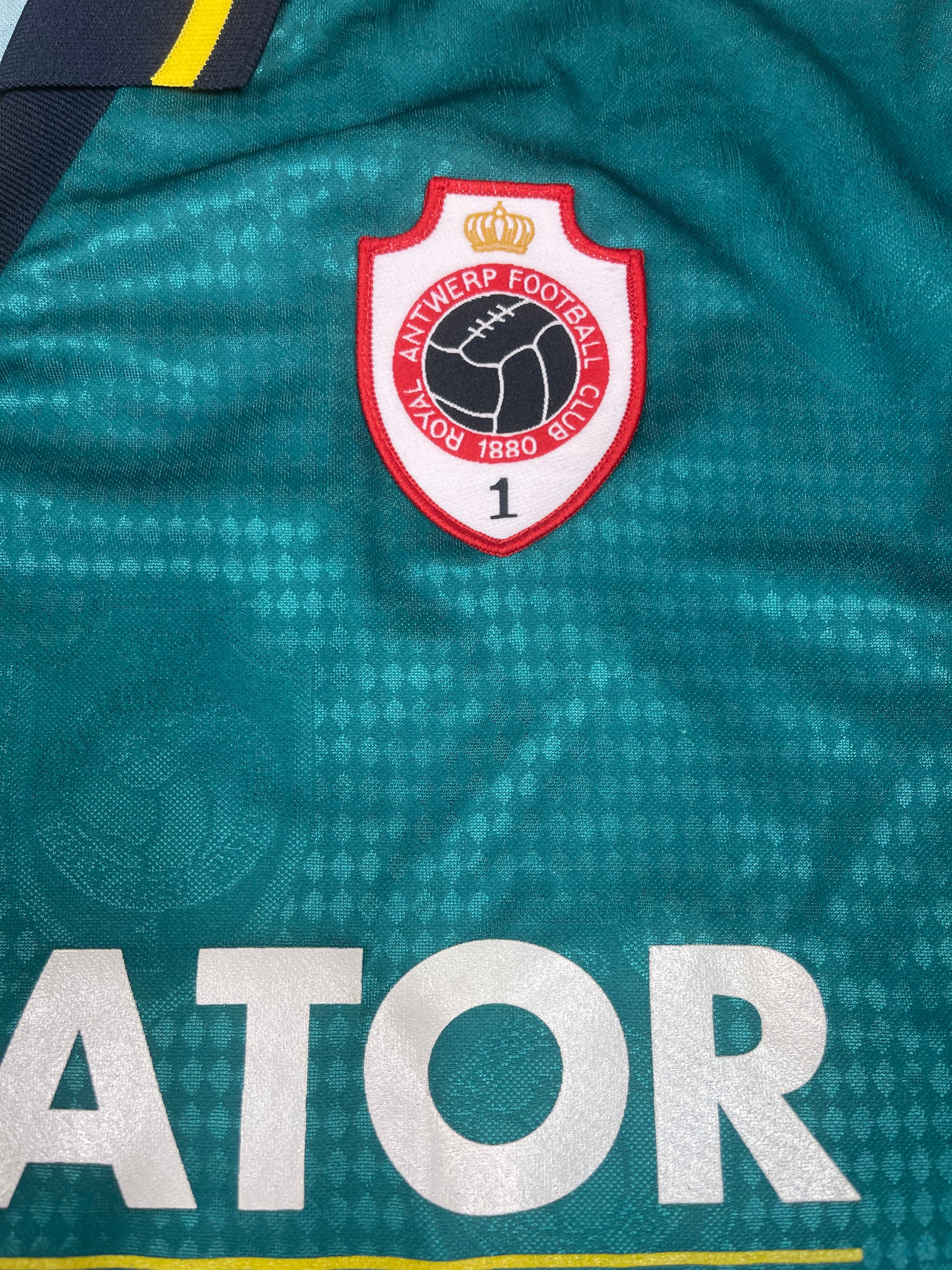 Royal Antwerp FC Umbro 1997-1998 Away Football Shirt Green Size XL Mercator Noordstar  12