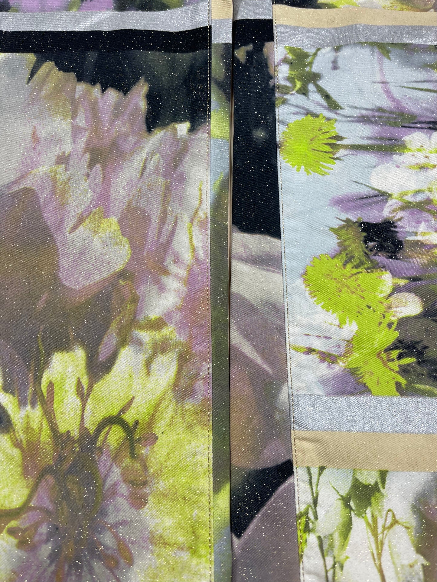 🌼 Y2K Just Cavalli Jeans Pants Trousers Floral Botanical Print Glitter Straight Leg Low Waist Made in Italy Size M