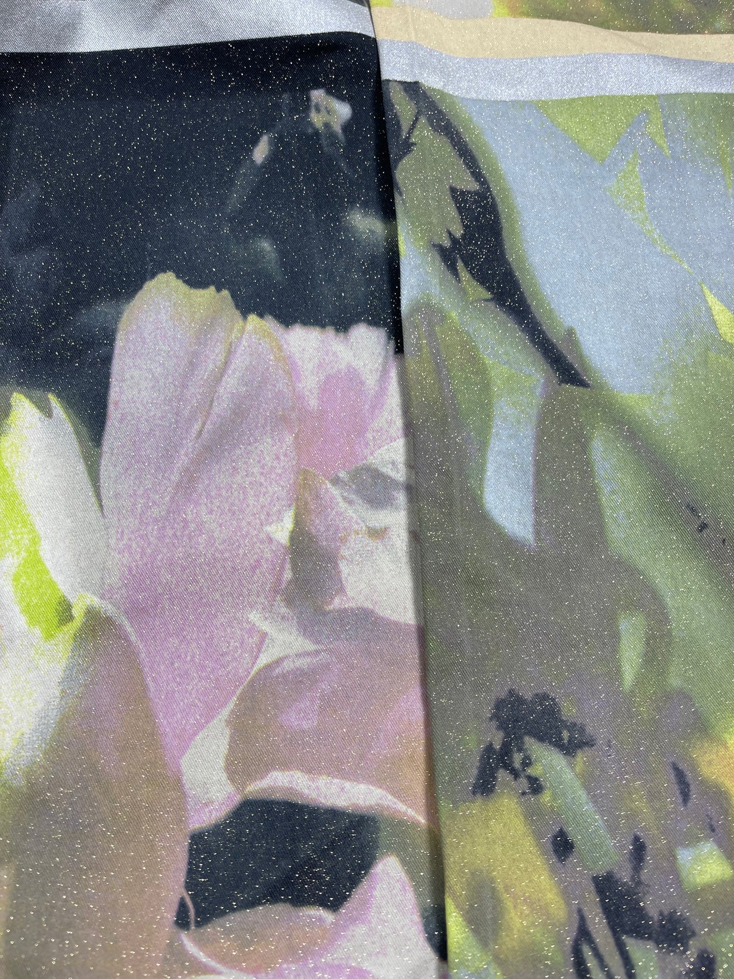 🌼 Y2K Just Cavalli Jeans Pants Trousers Floral Botanical Print Glitter Straight Leg Low Waist Made in Italy Size M