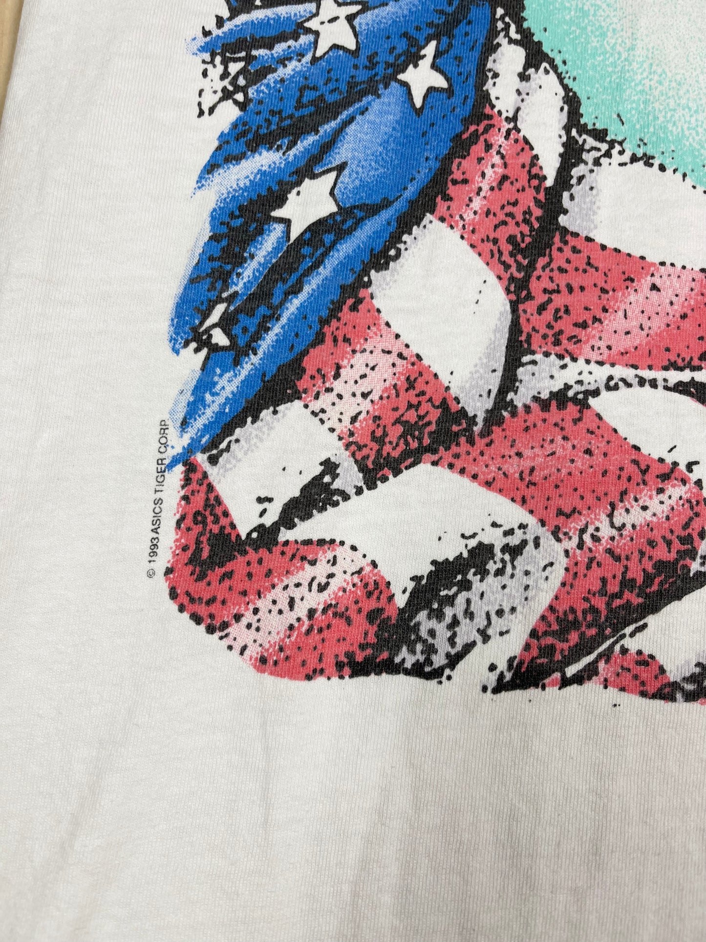 Vintage Asics New York Marathon Running 1993 T-Shirt Graphic Tee White Made in USA The Statue of Liberty Size M