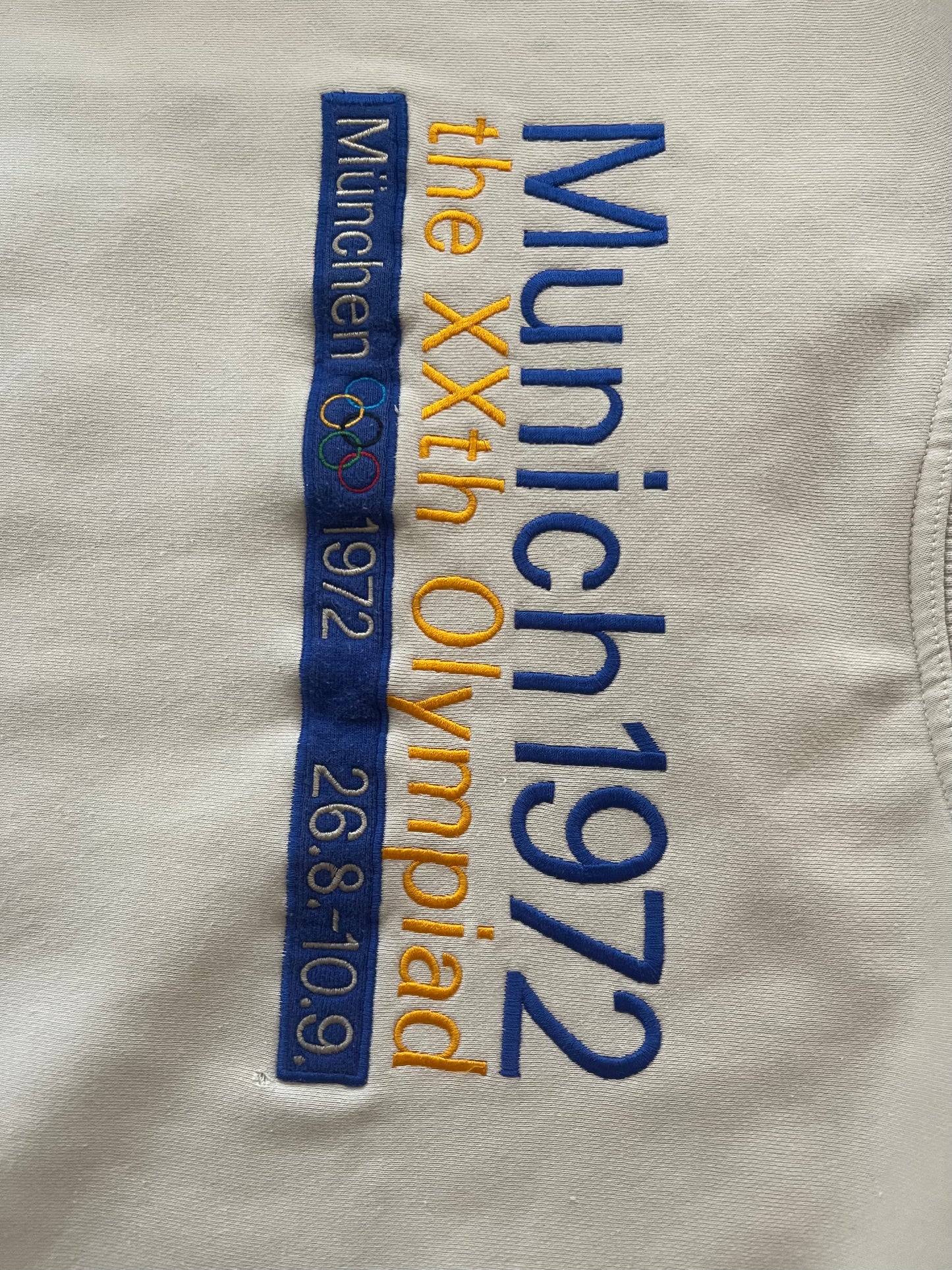 Vintage Adidas Sweatshirt Crew Neck Olympic Centennial Collection Olympische Spiele München 1972 The XXth Olympiad 26.08-10.09 Size L Basketball Embroidery Beige