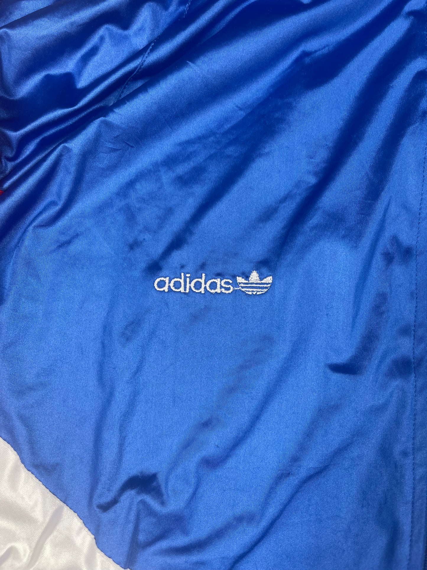 Vintage France Adidas Football Jacket Shell 1990 1991 - 1992 Made in France Size L - XL Blue Red White