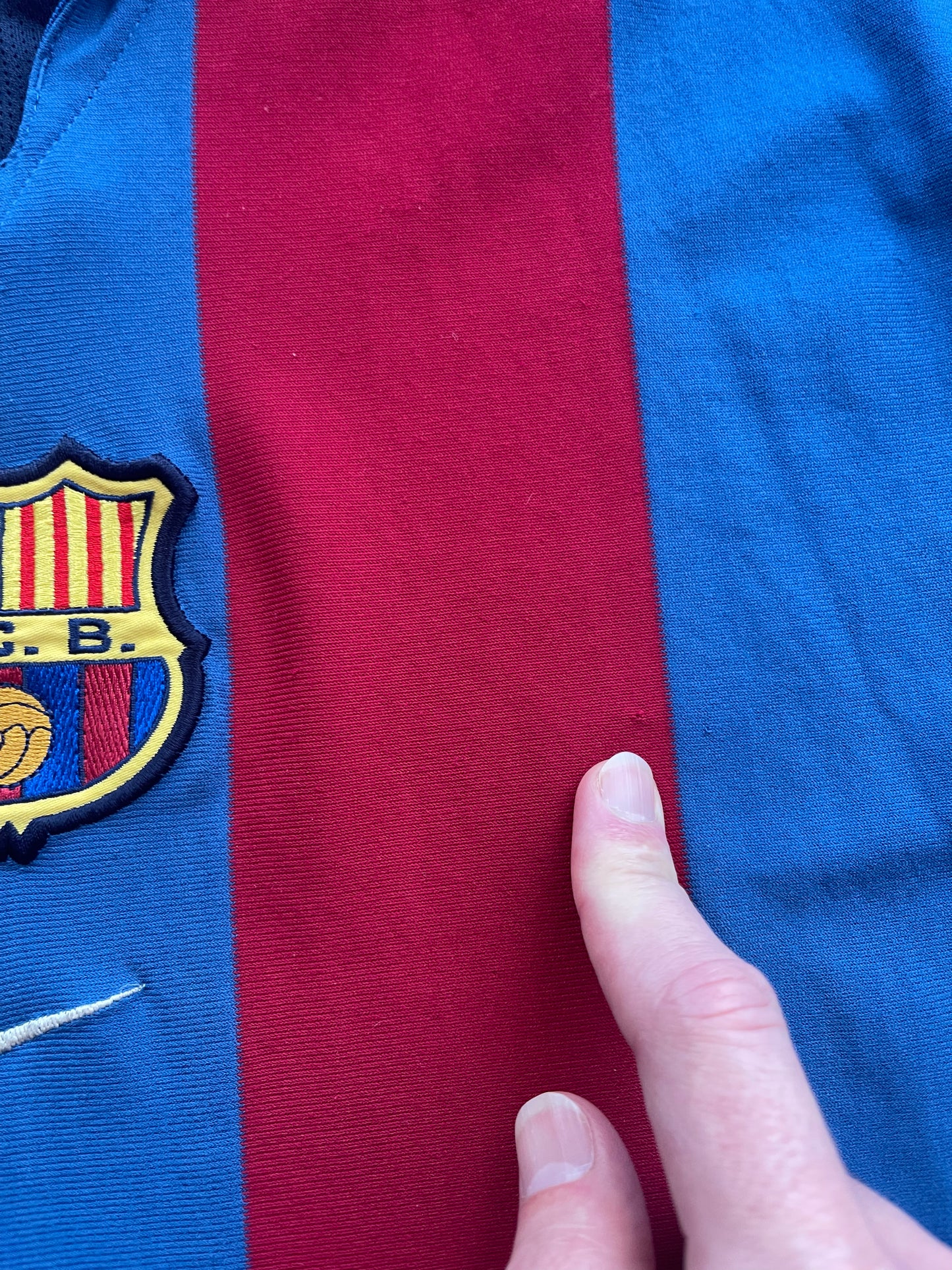 FC Barcelona Nike 2001-2002 Home Football Shirt Red Blue Dri Fit Size L-XL