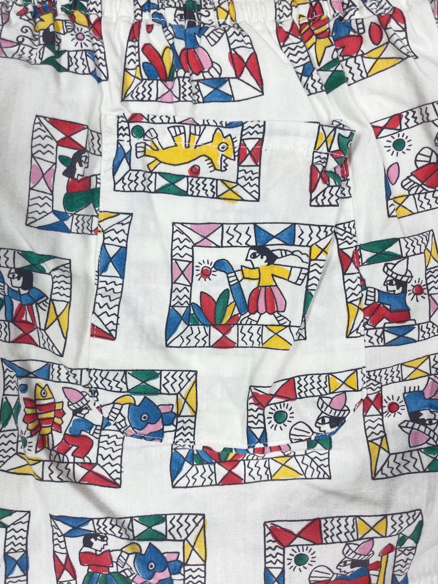 Vintage Adidas 80's Shorts Made in West Germany Cotton Naive Art Pattern