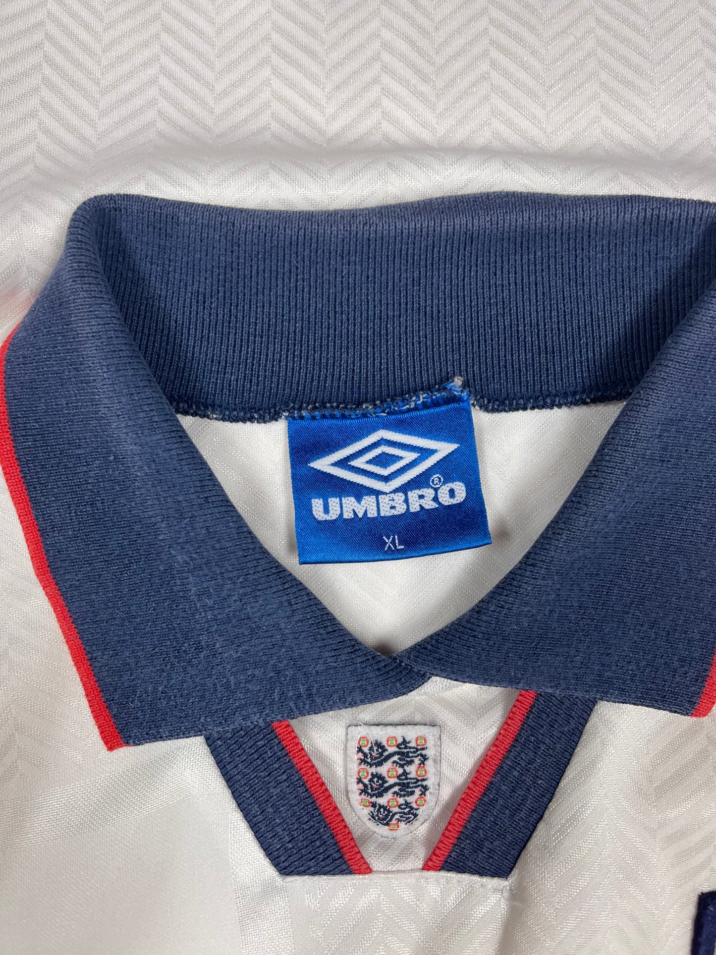 Vintage England Umbro 1993 - 1995 Home Football Shirt Size XL White