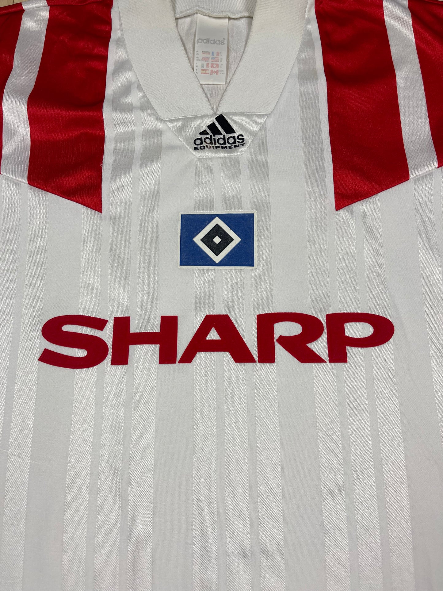 Vintage Hamburg Hamburger SV HSV Adidas Equipment 1992 - 1993 - 1994 Home Football Shirt Sharp White Size XL 3755