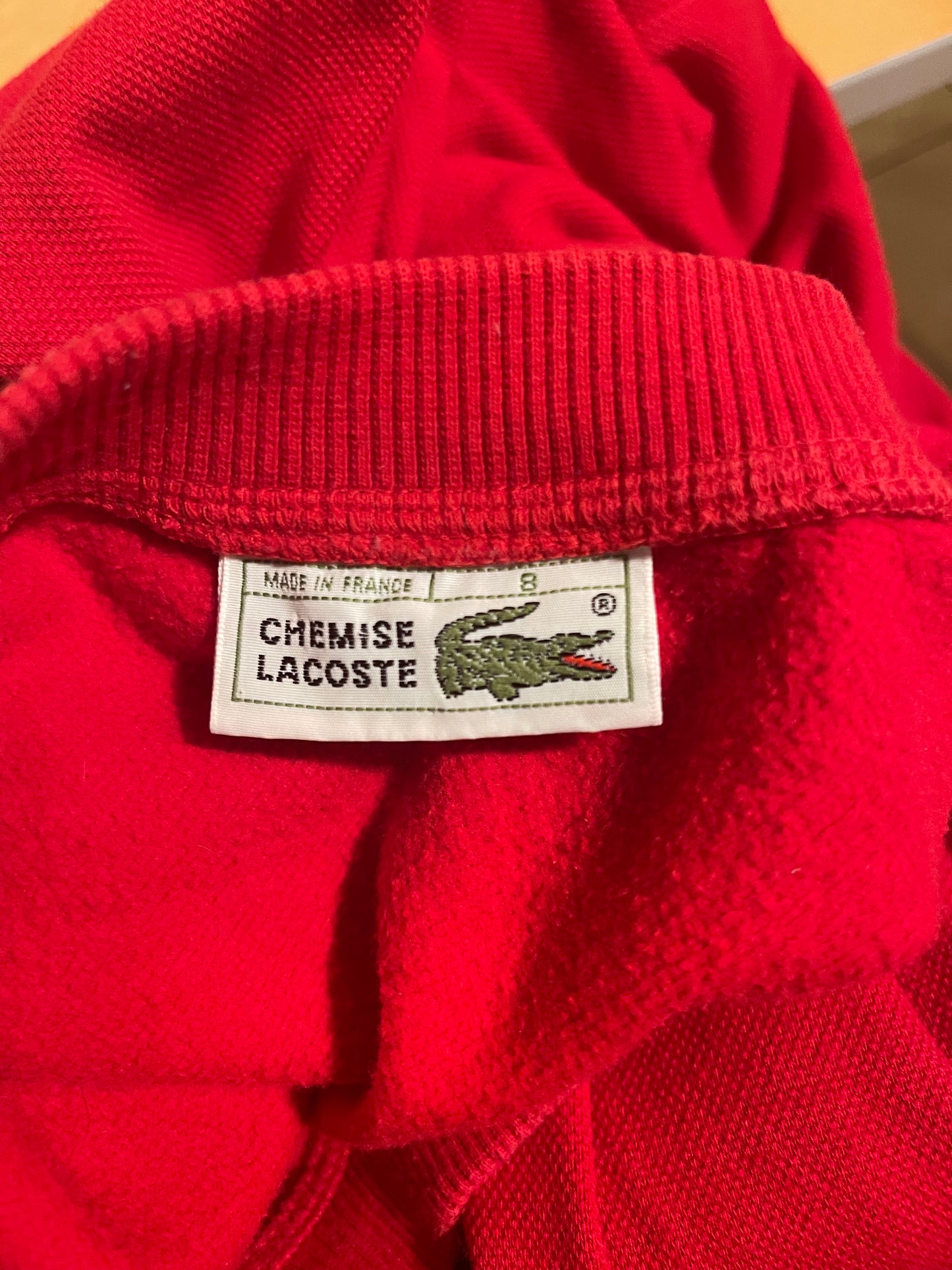 Vintage 80's Lacoste La Chemise Pique Red Made in France 100% Cotton Size XL XXL