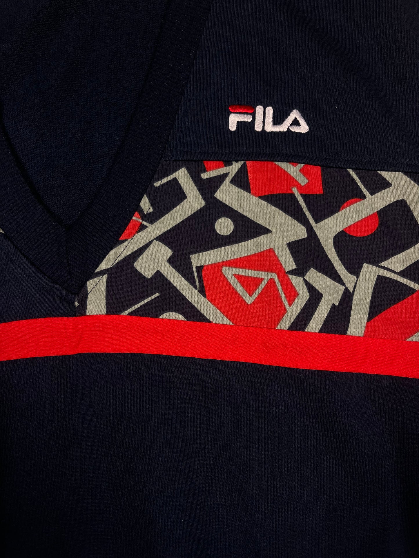 Vintage 90's Fila Tennis Vest Made in Italy Blue Abstract Pattern Size XL - XXL
