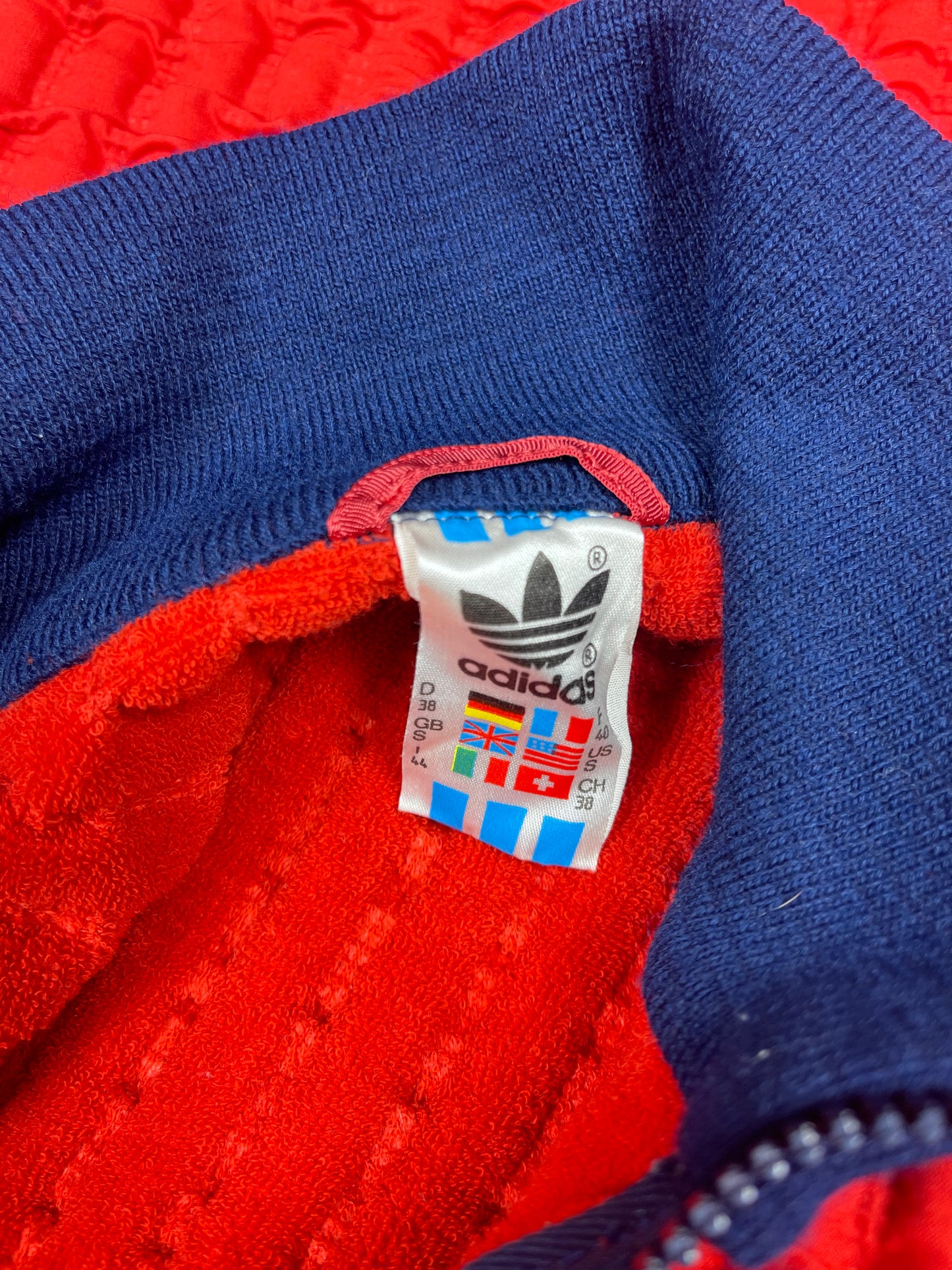 Rare 80's Vintage Adidas Track Top Jacket Made in West Germany Red Blue Size S