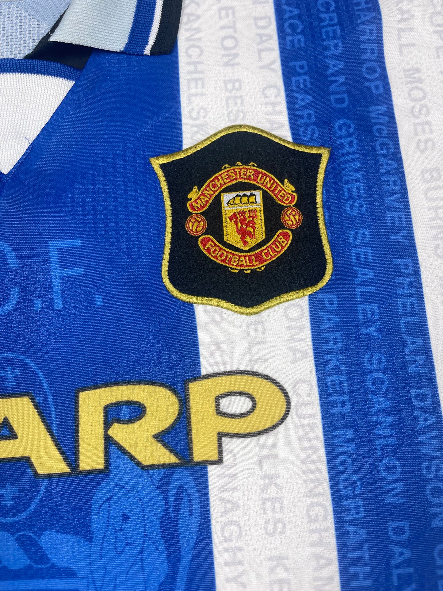 Vintage Manchester United 1994-1996 Umbro Away 3rd Football Shirt Sharp White Blue Size XL