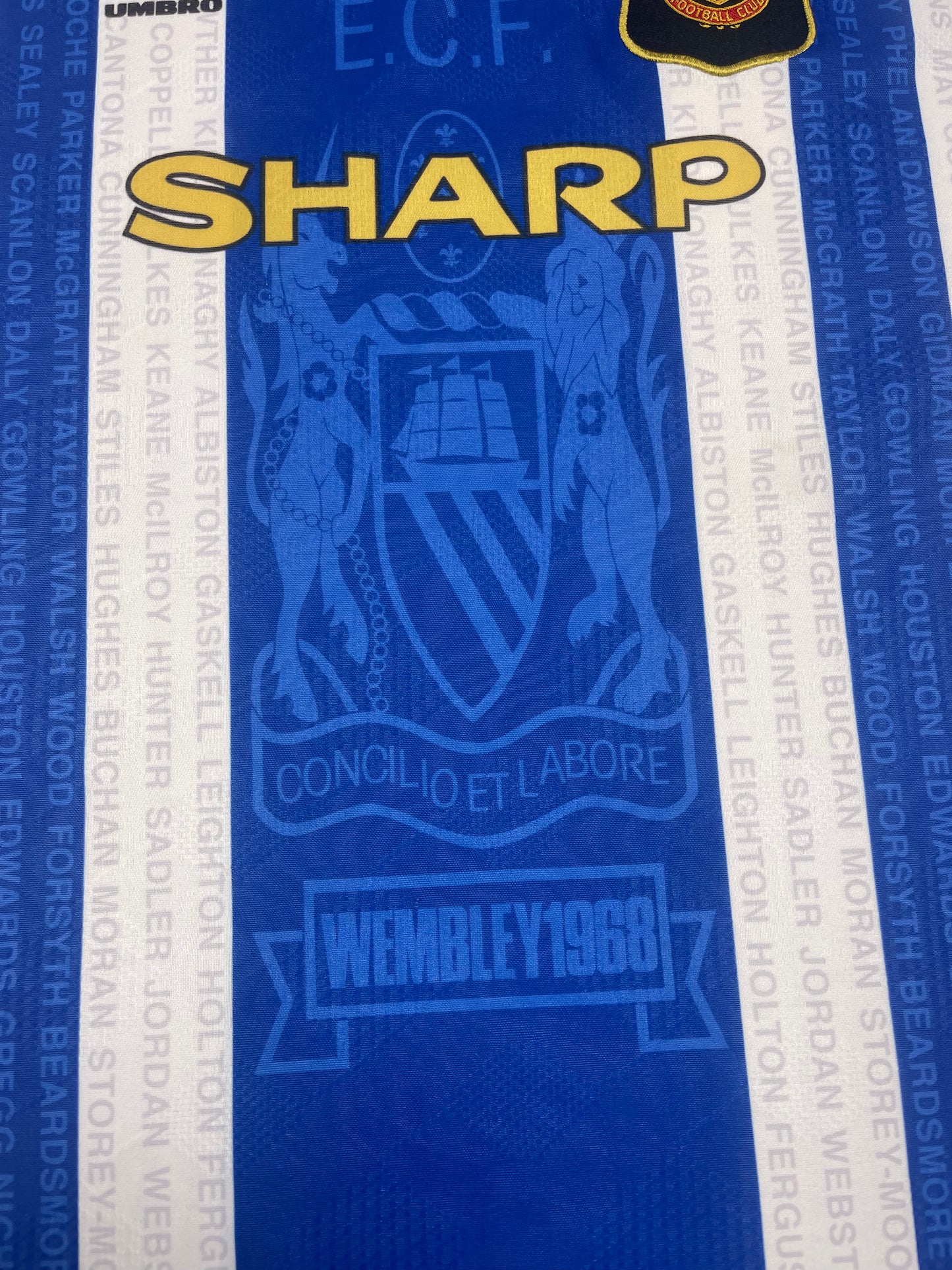 Vintage Manchester United 1994-1996 Umbro Away 3rd Football Shirt Sharp White Blue Size XL