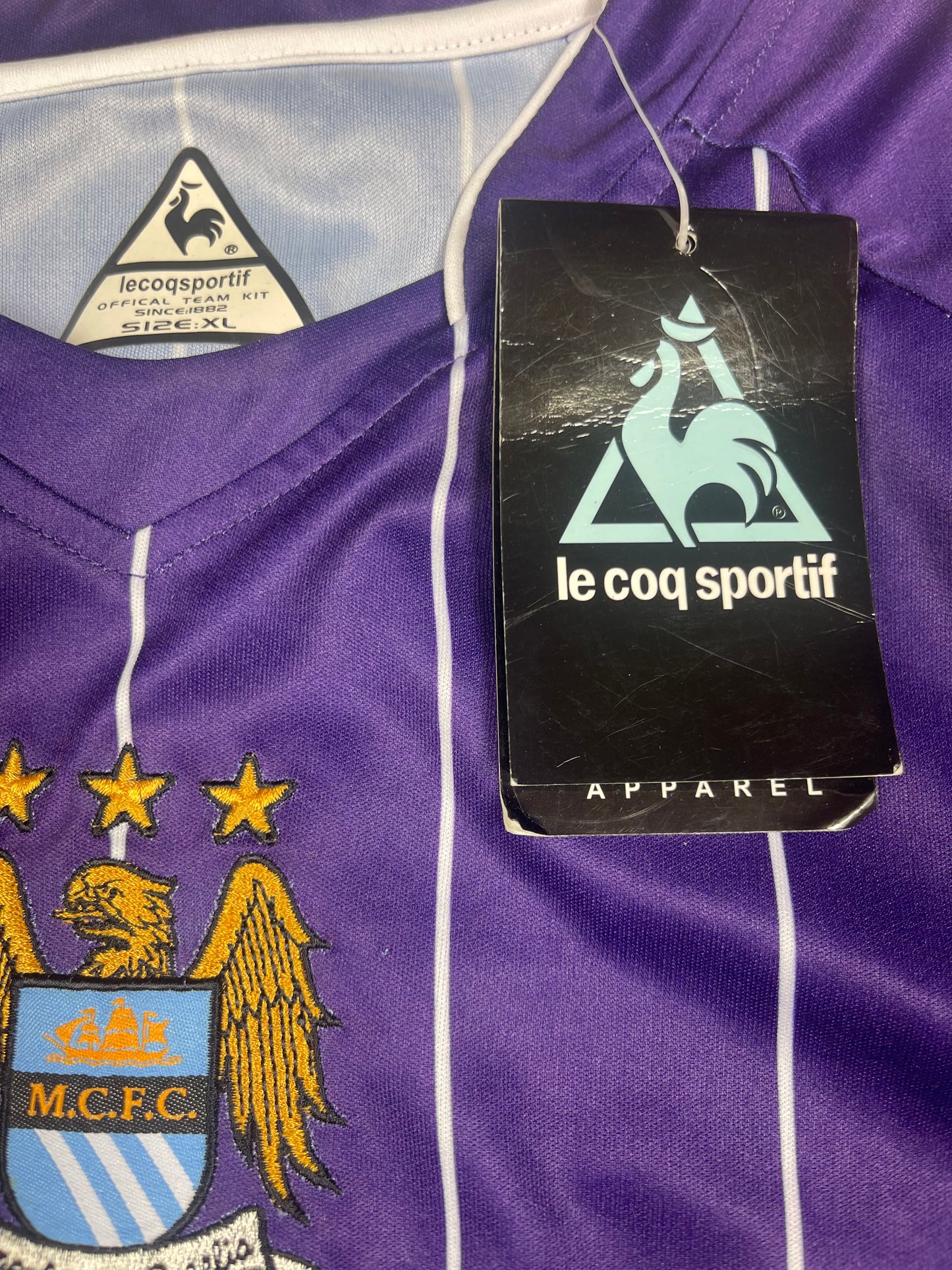 New BNWT NOS Deadstock Manchester City Le Coq Sportif 2007 - 2008 Away Football Shirt Soccer Jersey Thomas Cook.Com Size XL