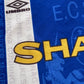 Vintage Manchester United 1994-1996 Umbro Away 3rd Football Shirt Sharp White Blue Size XL