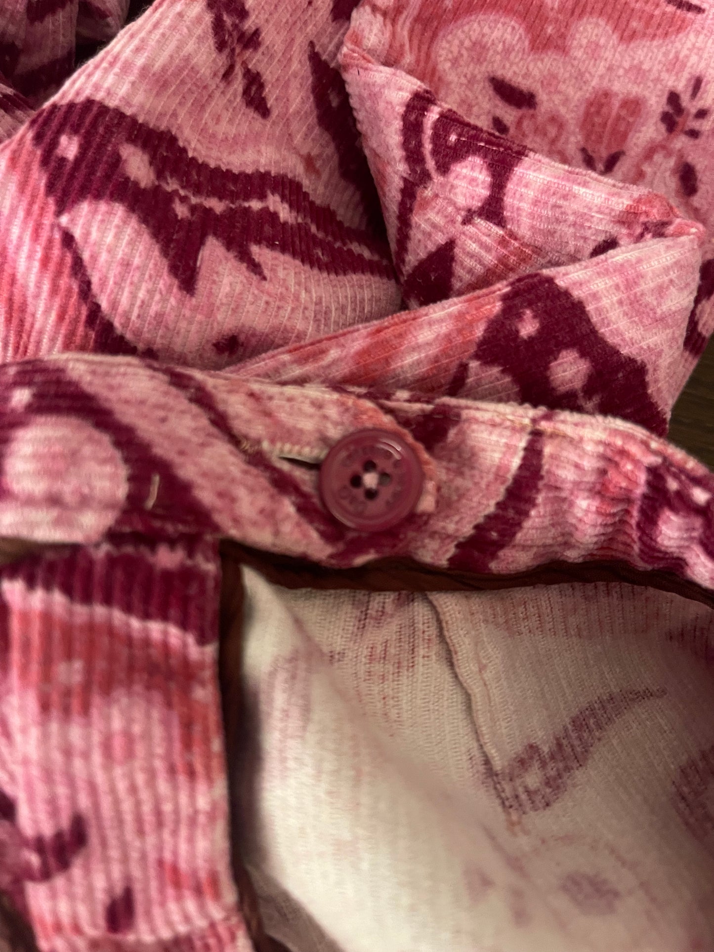 Y2K D&G Dolce & Gabbana Bootcut Pants Trousers Ittierre Spa Retro Psychedelic Paisley Barbie Pink  & Plum Art Nouveau Vibe Corduroy Low Waist Made in Italy Size S-M