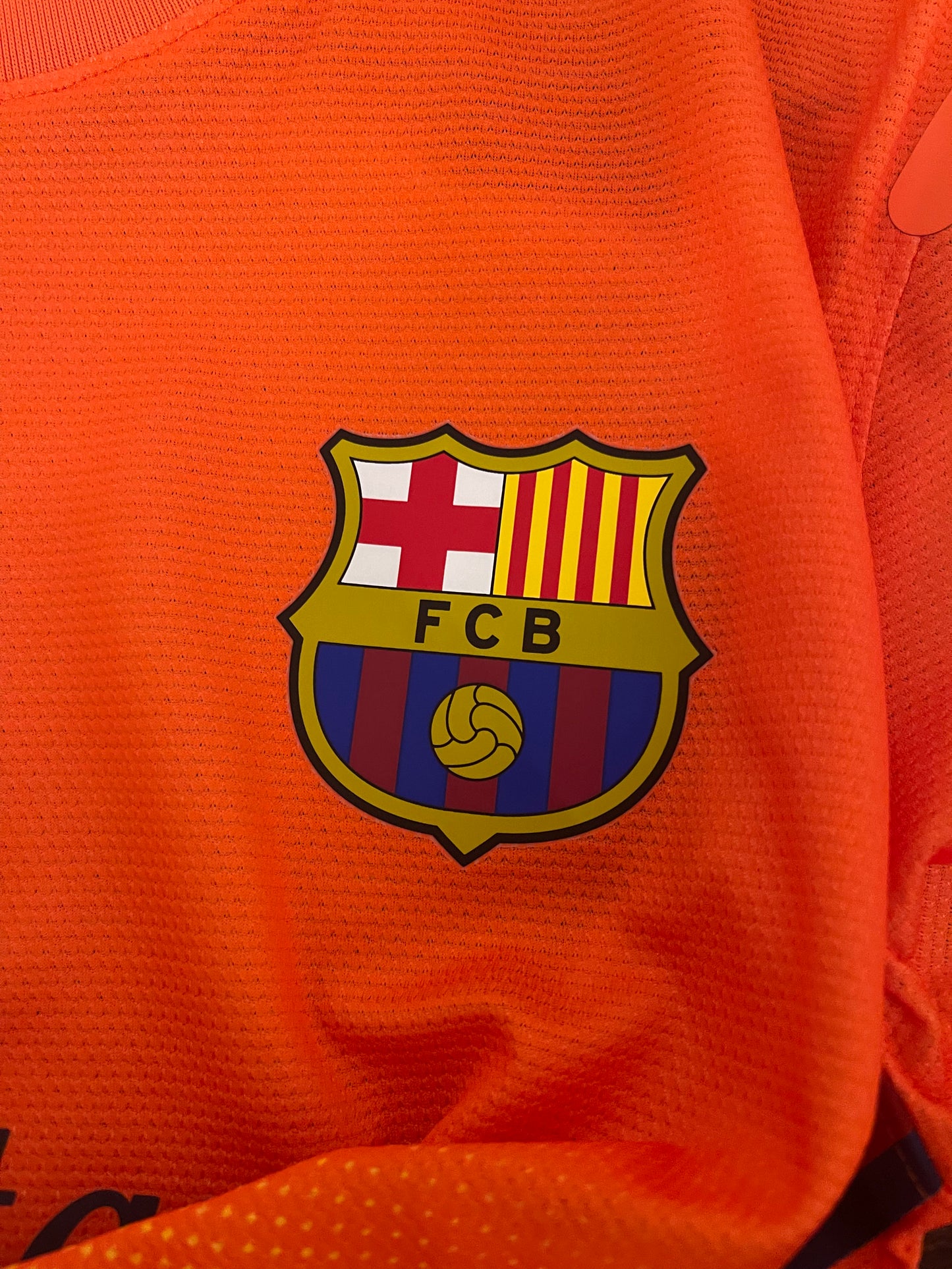 ⚽️Authentic New FC Barcelona Nike DRI FIT Player's Edition / Issue 2012 2013 Away Football Shirt BNWT Dri Fit Deadstock Qatar Foundation Orange Yellow Size M