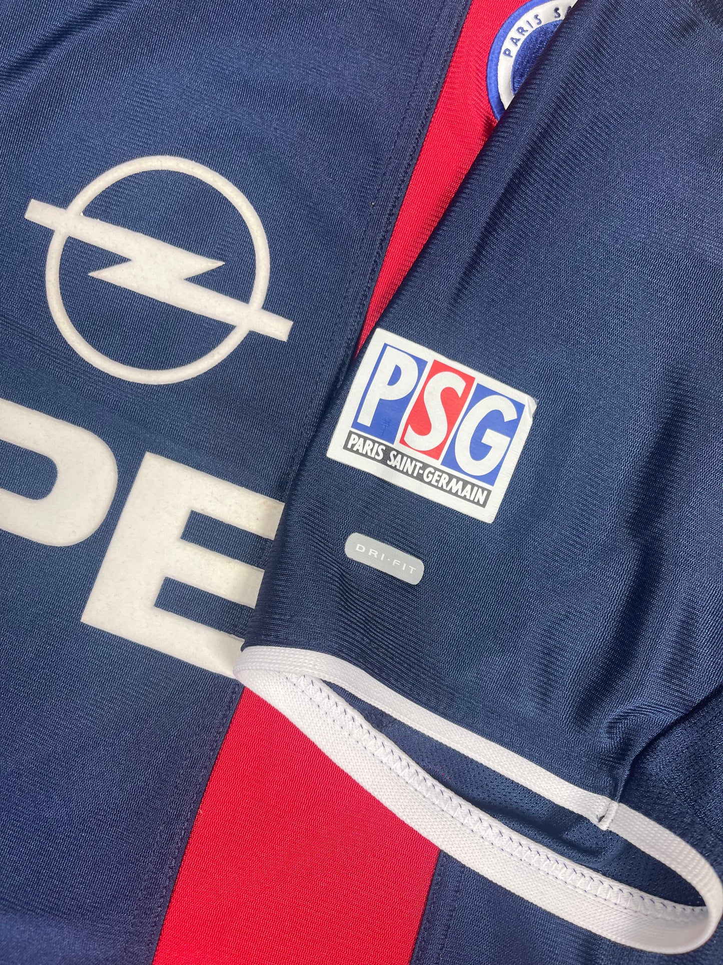 ⚽️Grail Y2K Vintage PSG Paris Saint Germain Nike Dri - Fit 2001 - 2002 Home Football Shirt Shiny Opel Blue Red Size L Made in UK