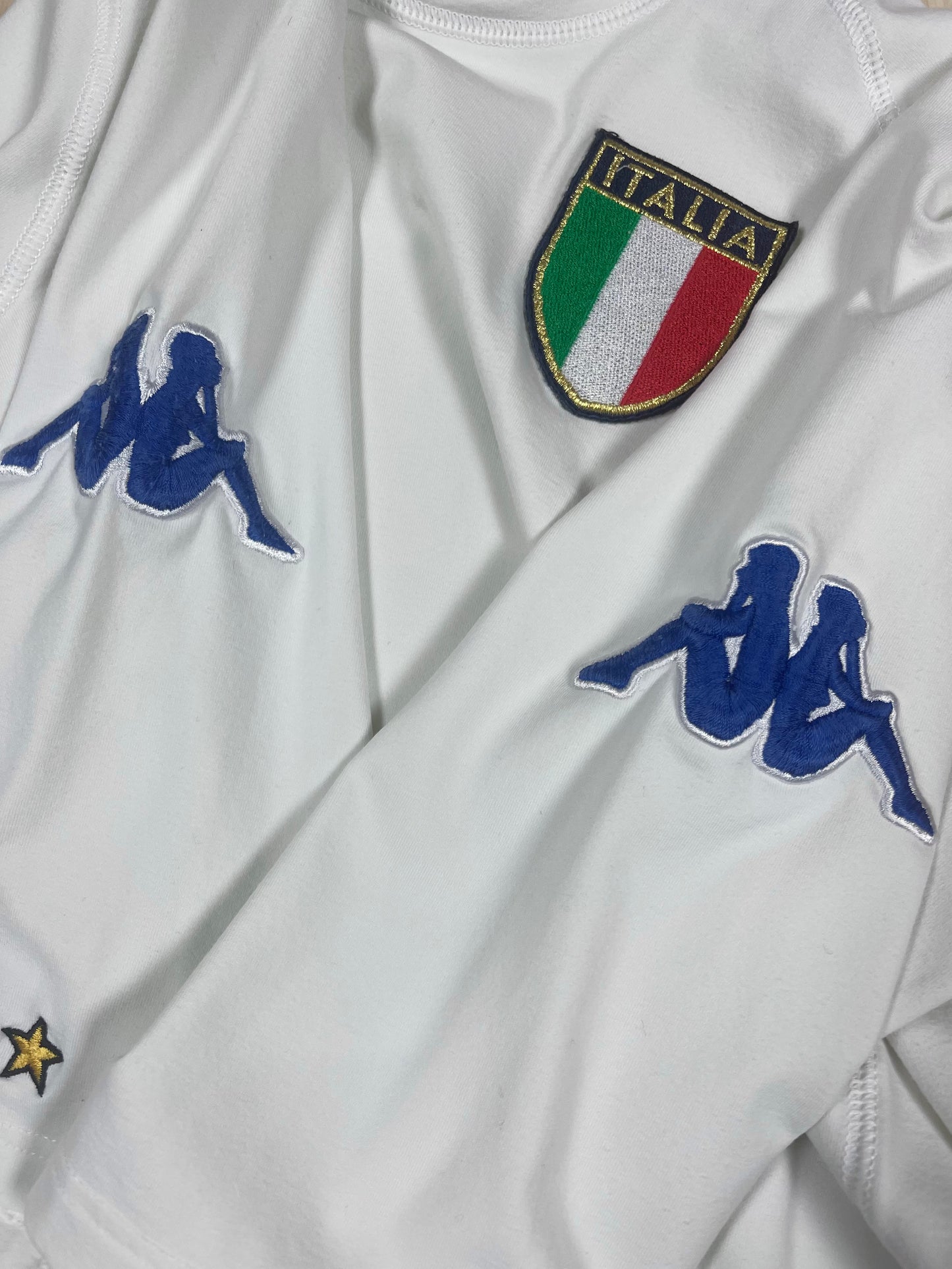 ⚽️Kappa Italy Italia Kombat 2000-2001 Away Football Shirt Made in Italy Size L Slim Fit White Euro 2000