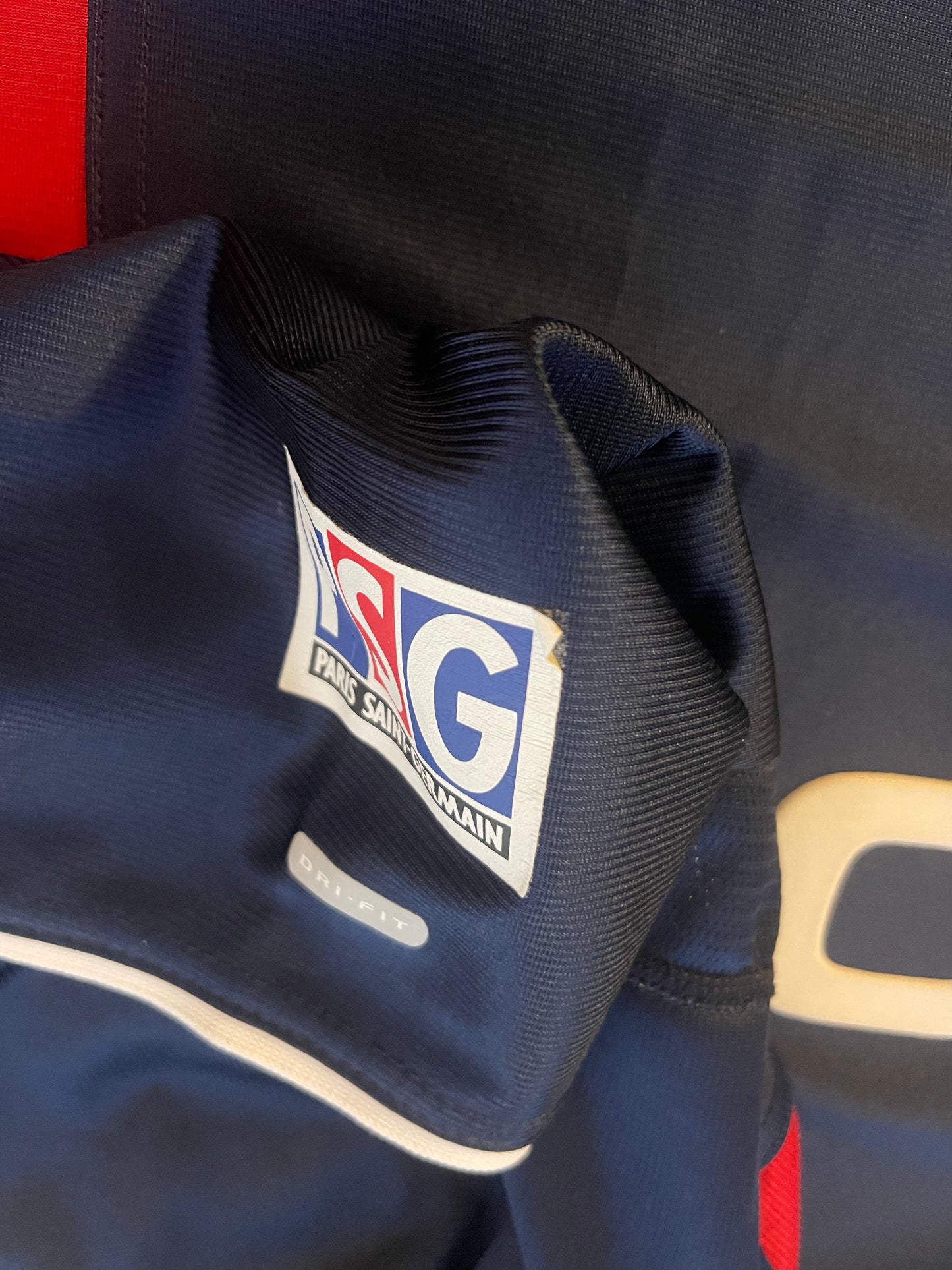 ⚽️Grail Y2K Vintage PSG Paris Saint Germain Nike Dri - Fit 2001 - 2002 Home Football Shirt Shiny Opel Blue Red Size L Made in UK