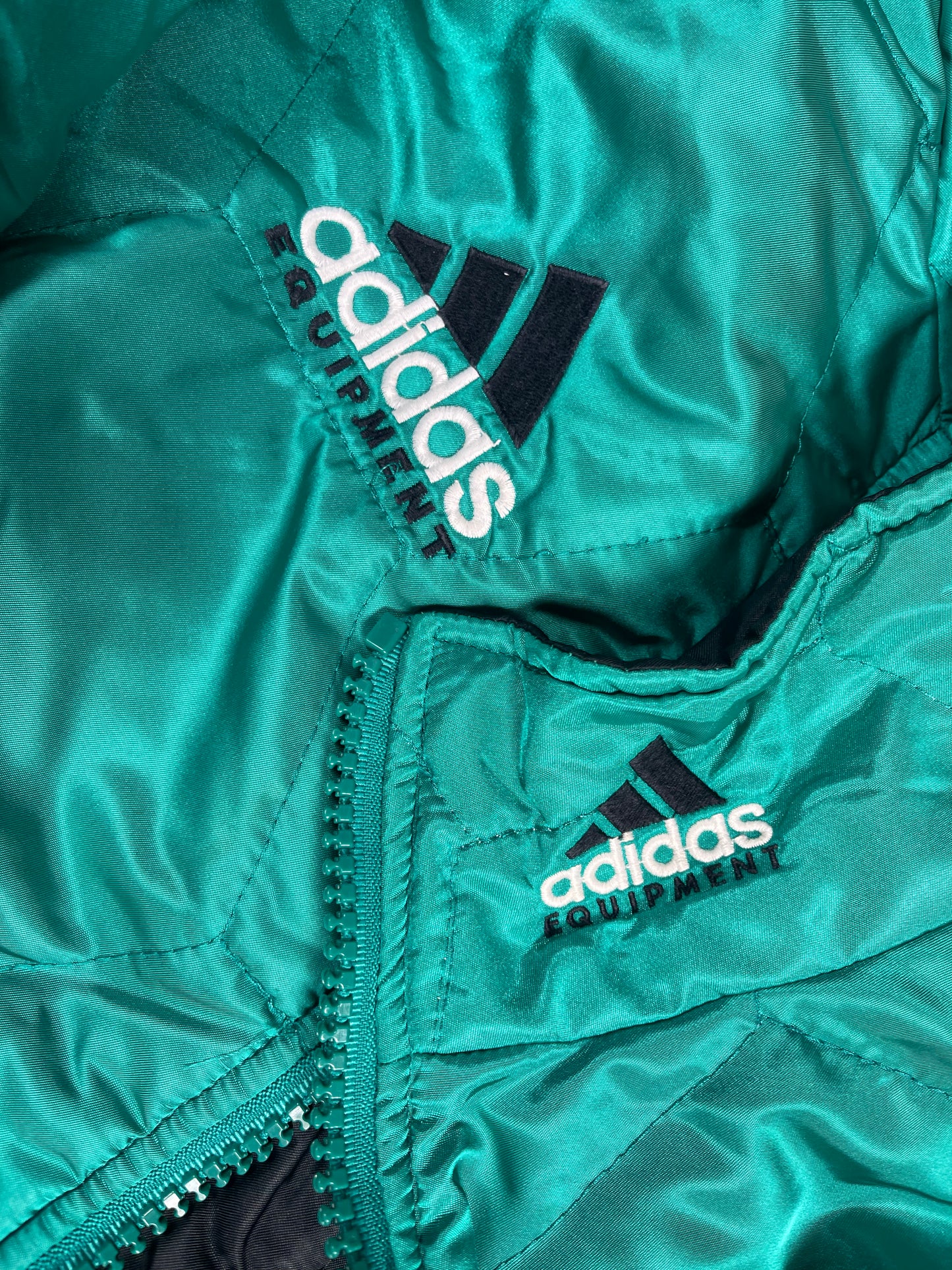 Vintage 90's Adidas Equipment Parka Jacket Coat Quilted Green Size L-XL