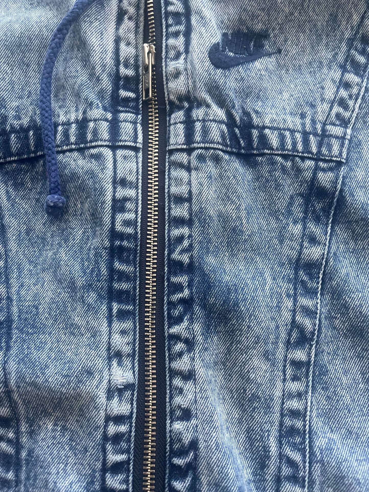 Vintage Nike Challenge Court Acid Washed Denim Jeans Jacket Tennis Andre Agassi John McEnroe Size M Made in Hong Kong