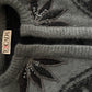 Vintage 80's Escada Thick Cardigan Jacket Rhinestones & Metallic Thread Made in Western Germany Size S Mohair Wool Dark Grey