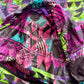 Vintage 90'S K-WAY Windbreaker With Hood Abstract Pattern Multicolour Size M