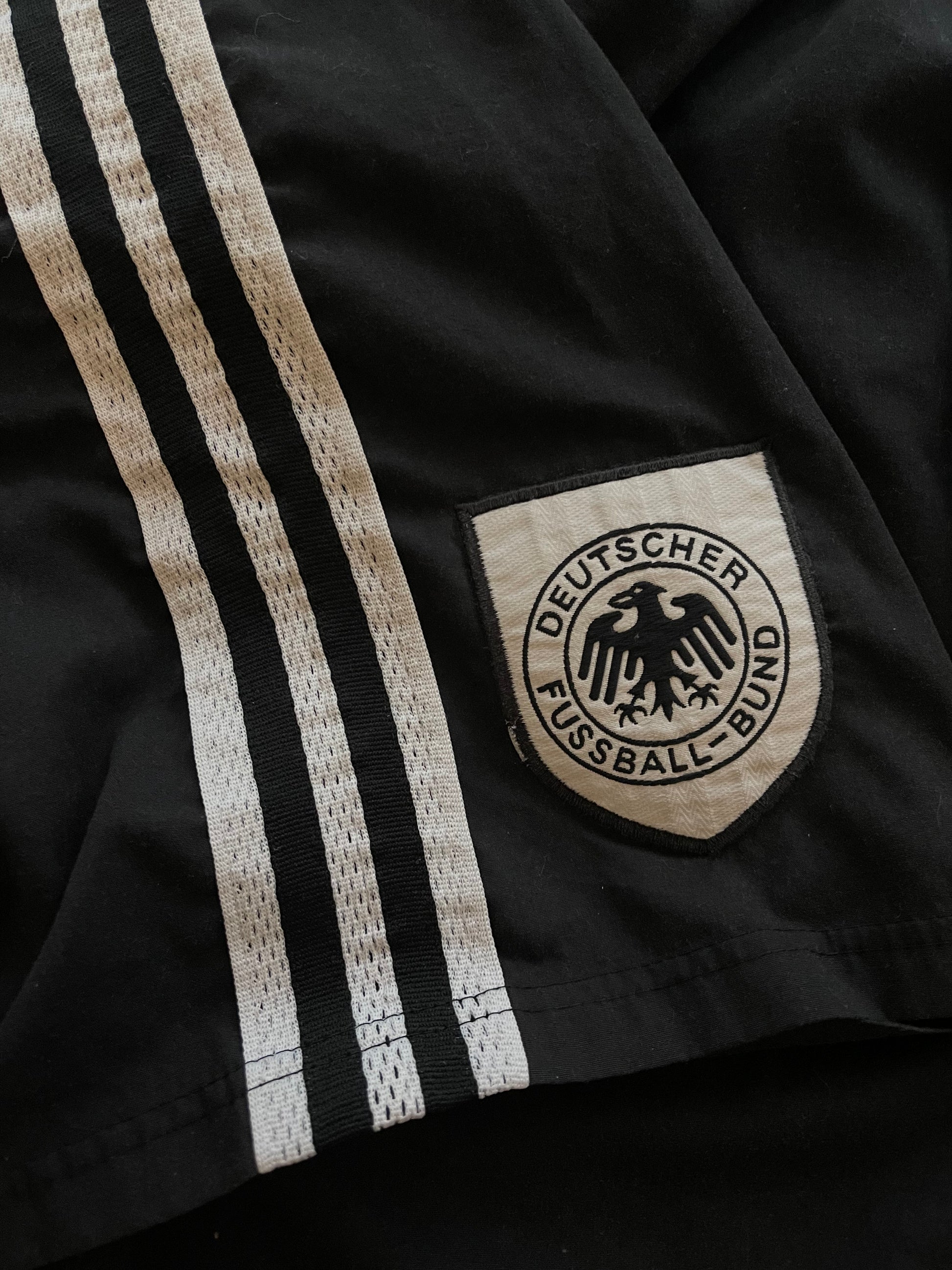 Vintage Germany Deutschland Adidas Home Football Shorts 1996 - 1997 Euro '96 Black Size XL Made in England