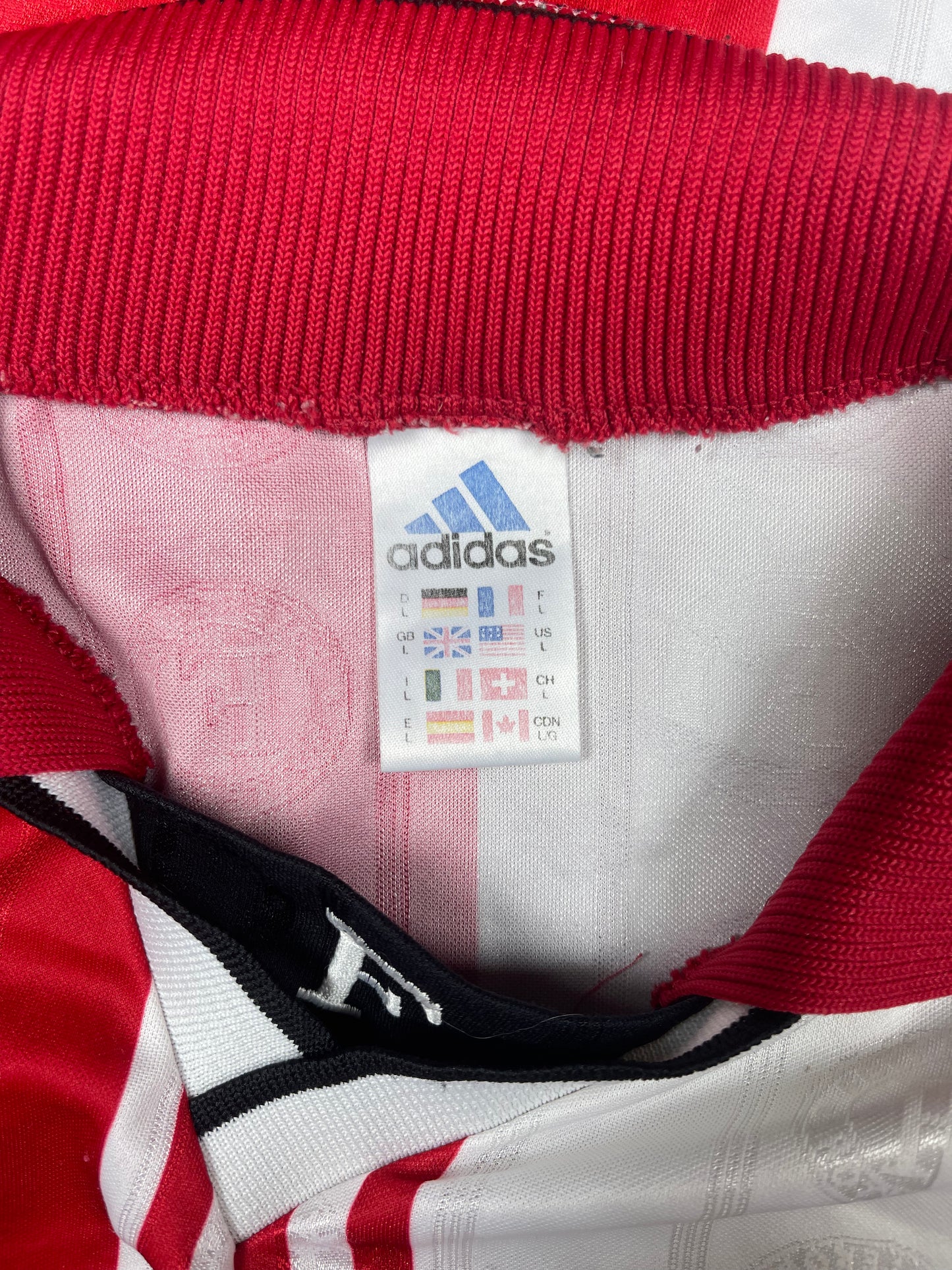 Vintage Feyenoord Rotterdam Adidas 1997 - 1998 Home Football Shirt Stad Rotterdam Verzekeringen Made in UK Size L